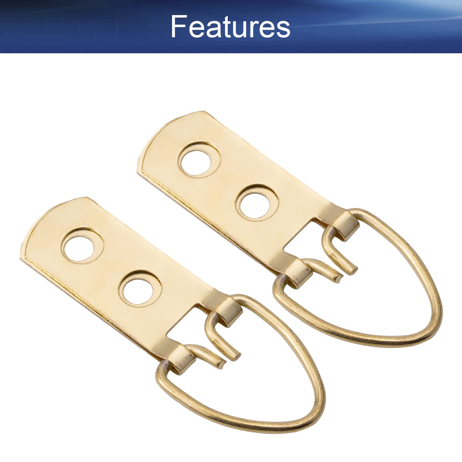 30Pcs Gold Double Hole D-Ring Picture Hangers 52x14mm - Heavy Duty Hooks for Hanging Frames, Mirrors, Paintings, Artwork & Clocks - Perfect for Home, Office & Gallery Decor