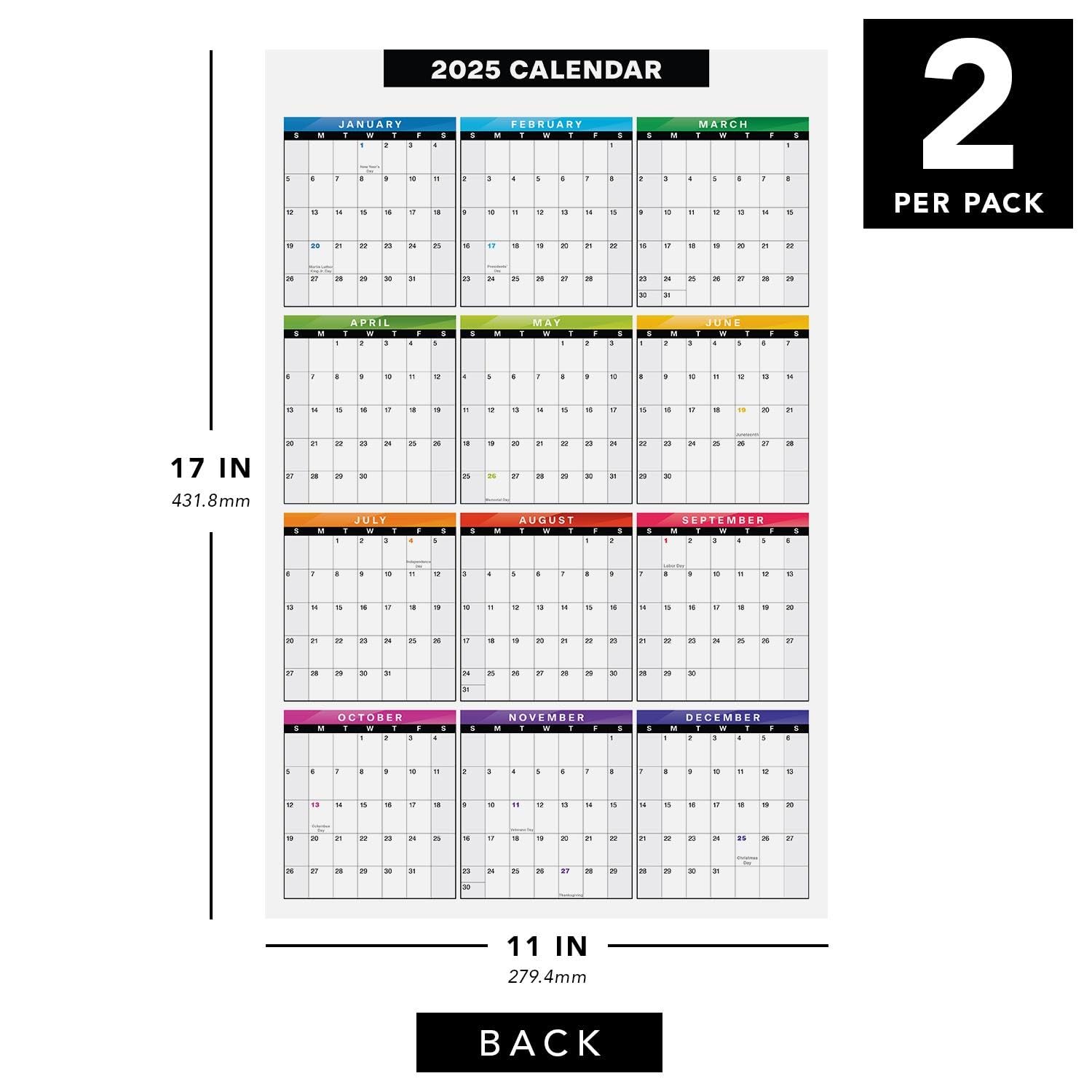 2025 Full Desk Calendar - 11 x 17