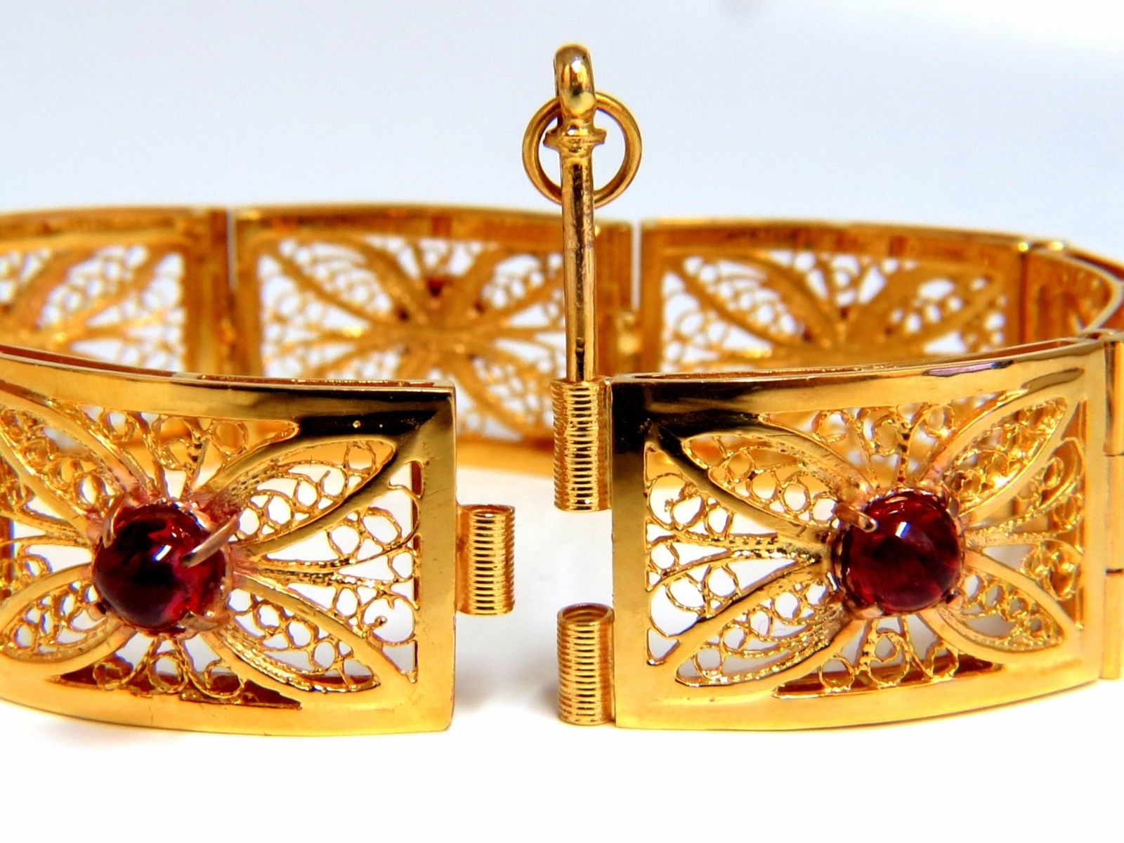 7.40ct Natural Spinel Vintage Bracelet - 14K Gold Open Gilt Design - Elegant Jewelry for Women, Perfect for Weddings, Parties & Special Occasions