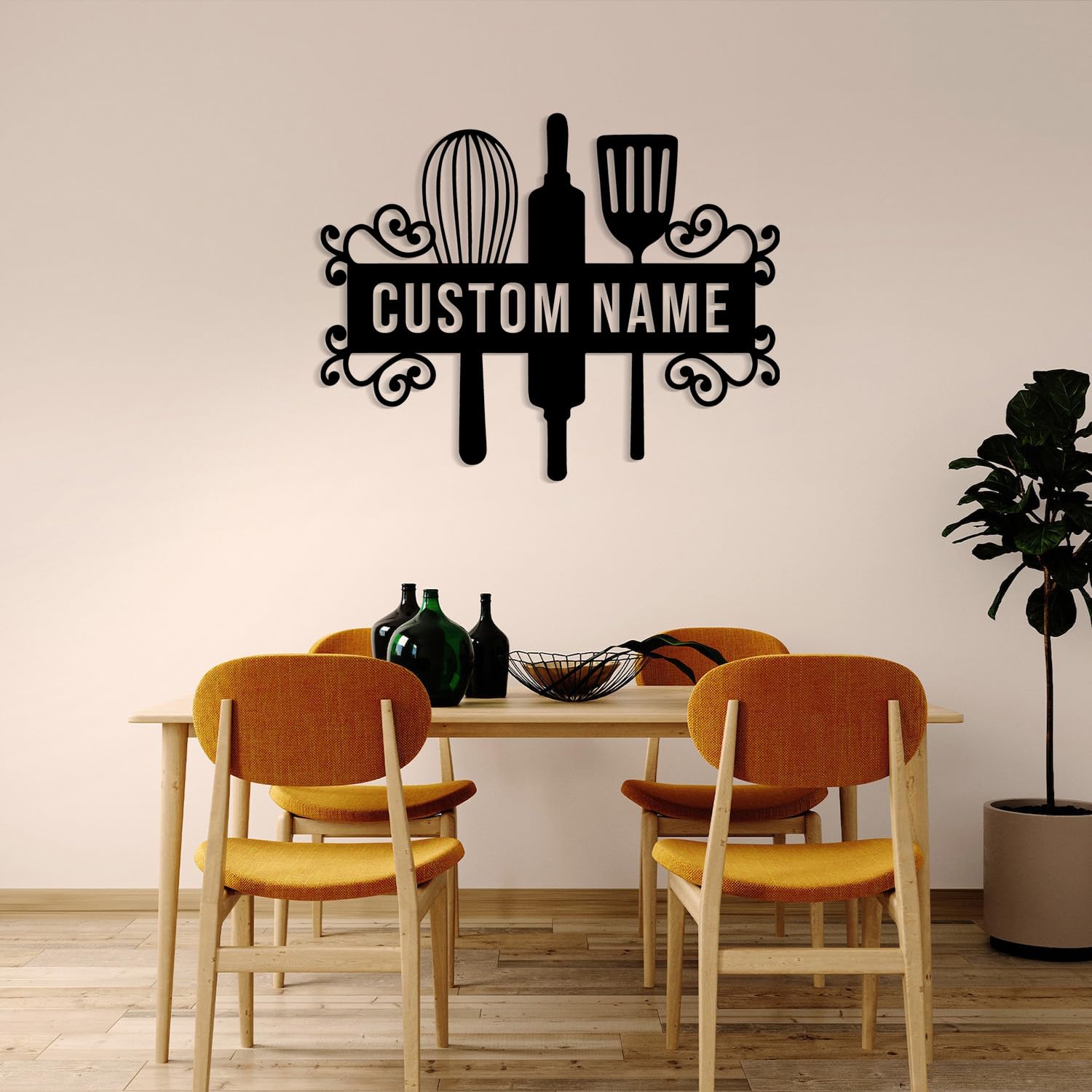 Personalized Metal Kitchen Name Sign - Custom Wall Decor for Home & Restaurant - Unique Housewarming, Mother's Day & Grandma Gifts - Perfect for Farmhouse, Rustic & Modern Kitchens