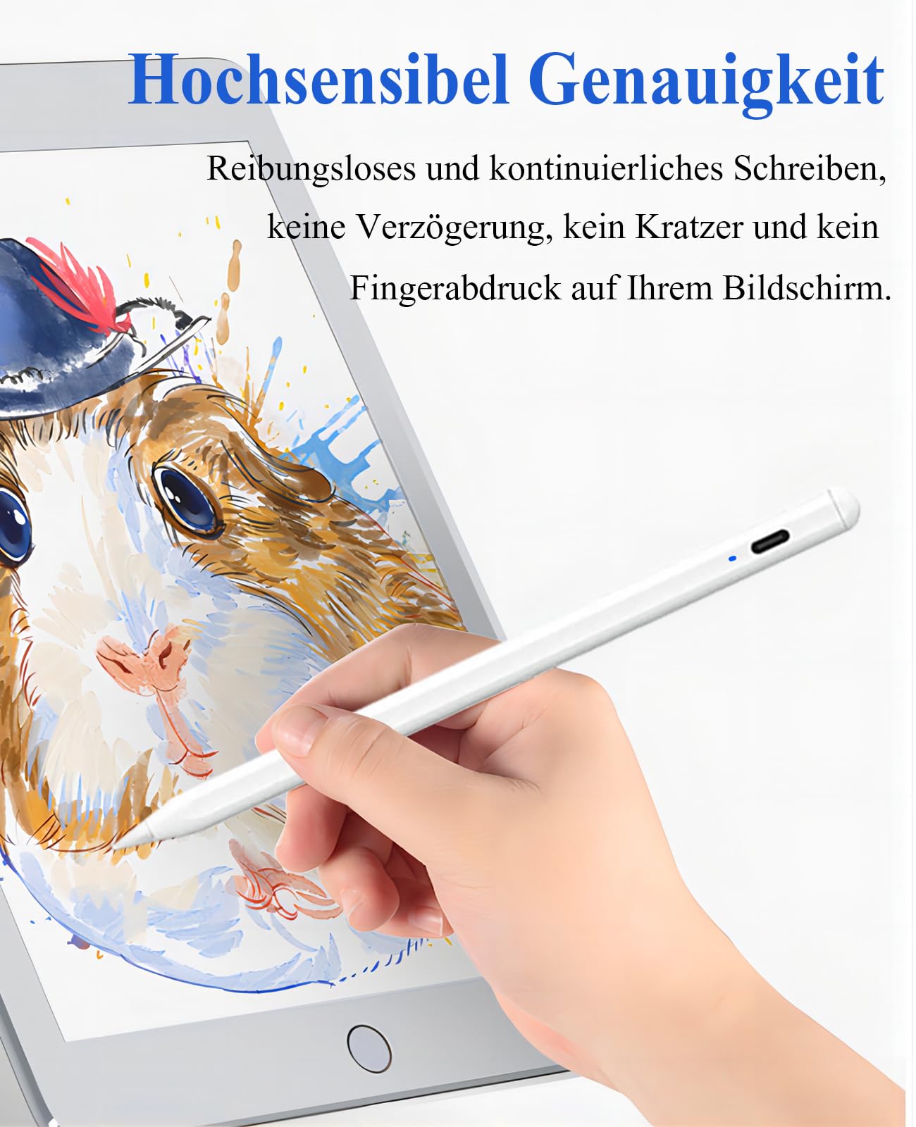 Kenkor Rechargeable Stylus Pen for iPad & Android Tablets - 1.5mm POM Nib, Magnetic Design, Universal Touch Screen Compatibility (iPad Pro/Air/Mini, iPhone, Smartphones) - Perfect for Drawing, Note-Taking & Digital Art