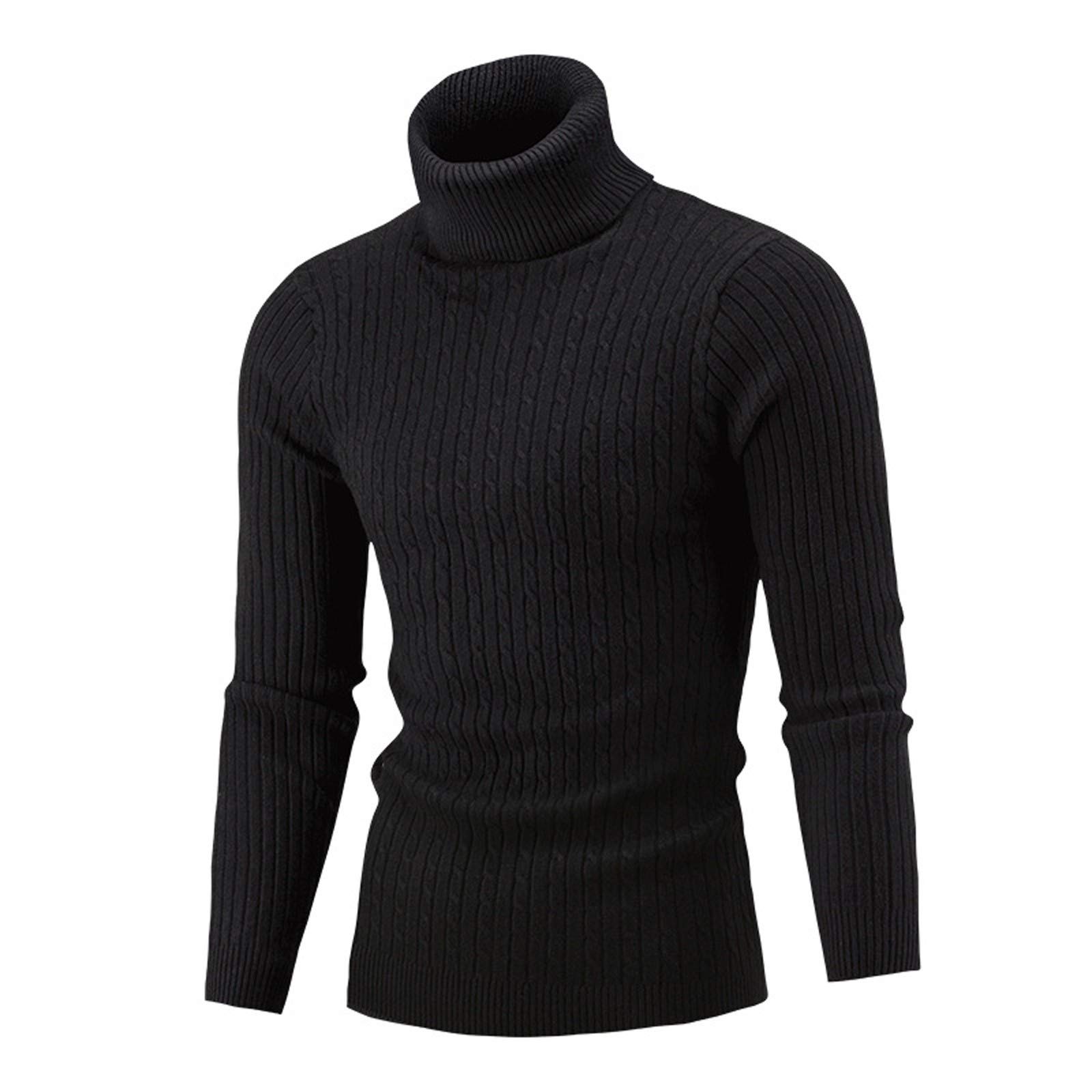 Men's Long Sleeve Cotton Sweater - Autumn Winter Casual Pullover Solid Color Formal Shirt for Office, Dating & Outdoor Activities