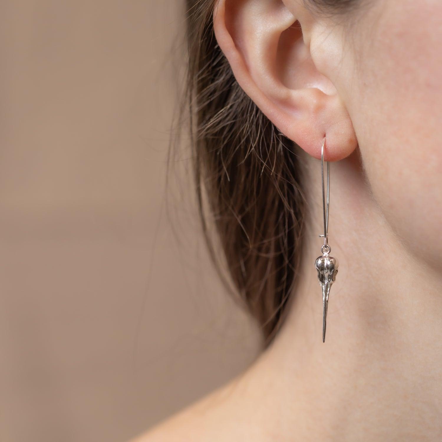 Hummingbird Skull Earrings - Gothic Boho Jewelry for Women, Unique Handmade Bird Skull Studs - Perfect for Halloween, Punk Fashion & Dark Aesthetic Outfits