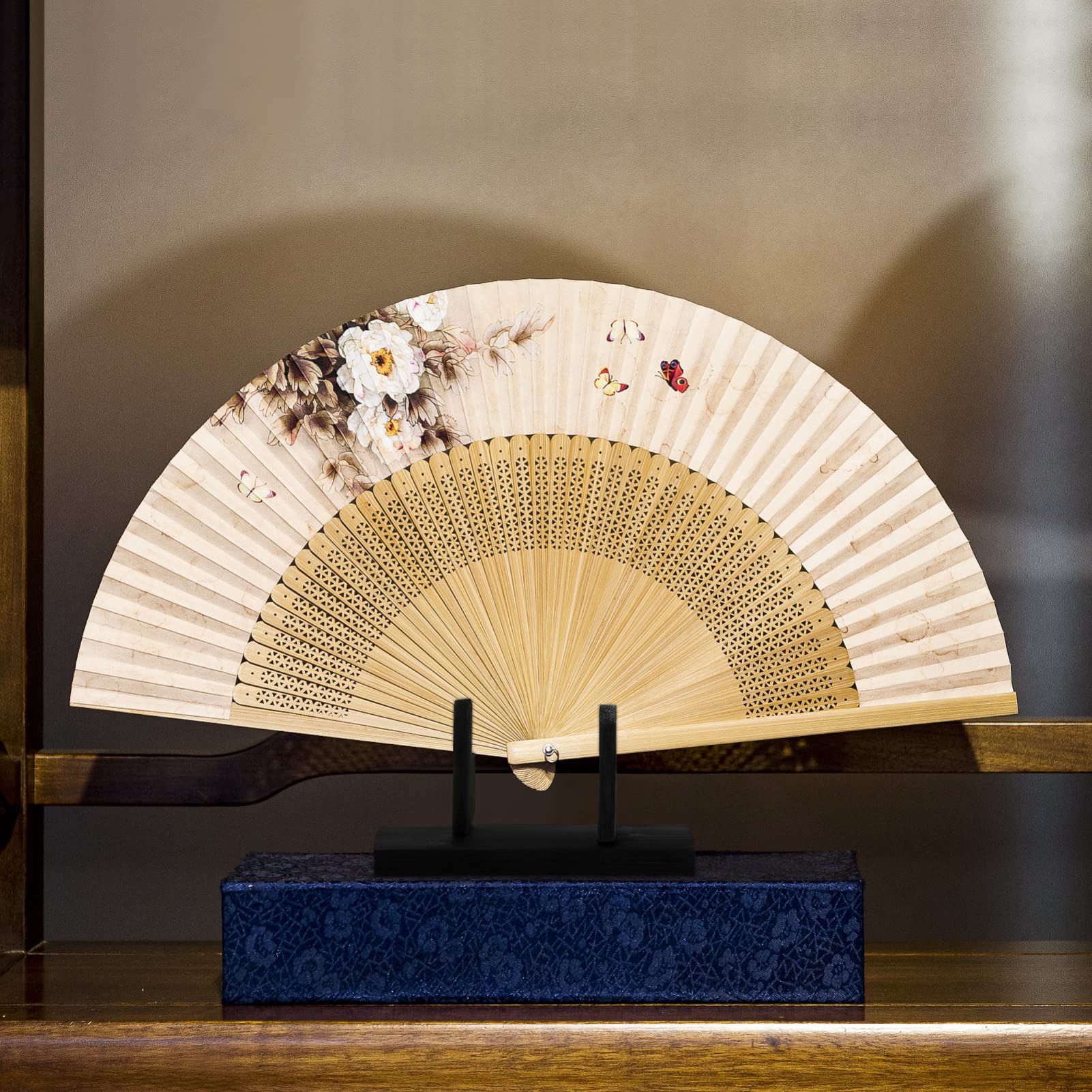Japanese Hand Fan Display Stand - Wooden Fan Holder Rack for Collectible & Decorative Fans - Perfect for Home Decor, Themed Parties & Asian Cultural Events