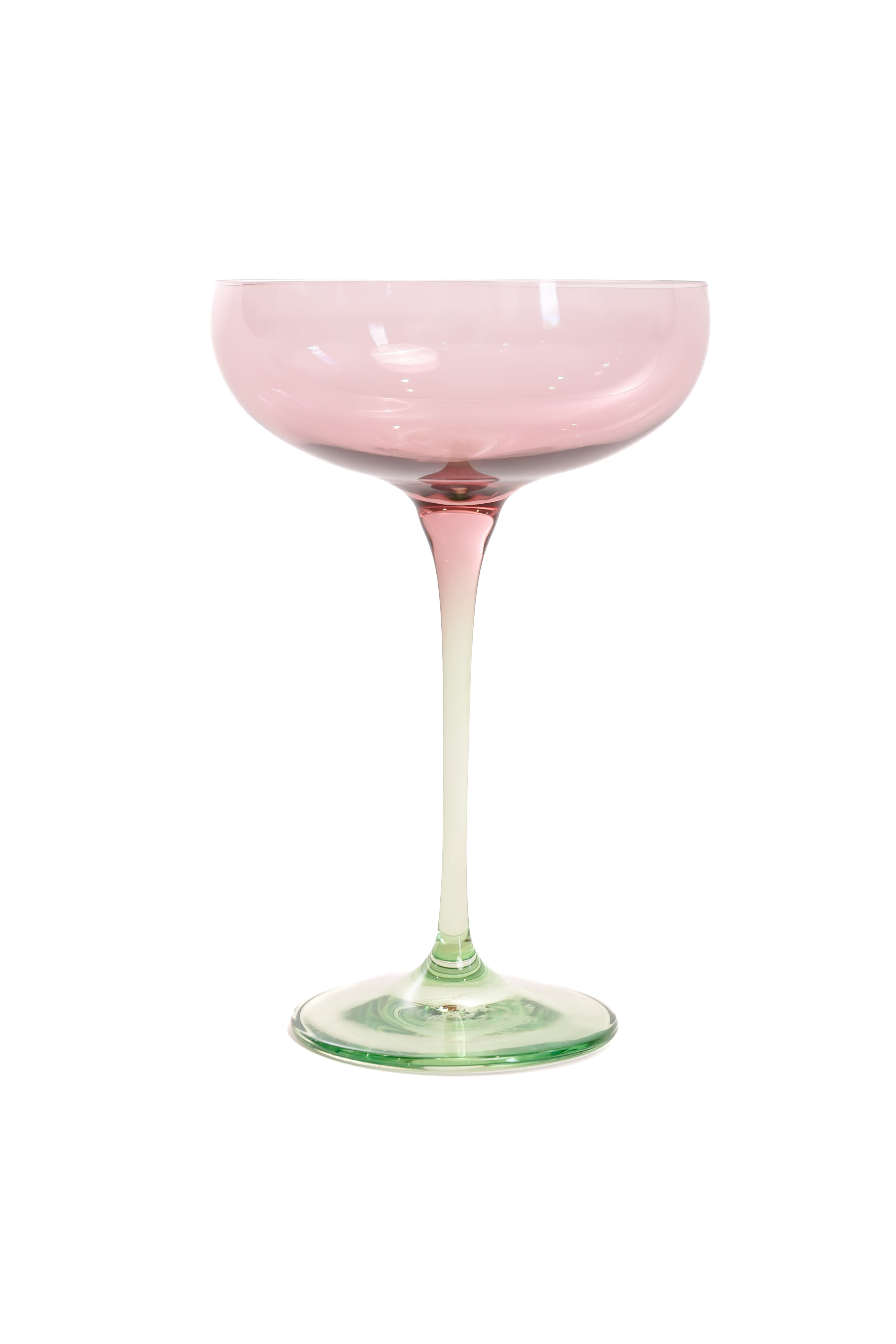 Estelle Colored Champagne Coupe Glasses Set of 6 - Rose & Mint Green Colorblock - Elegant Stemware for Wedding, Bridal Shower & Party Cocktails