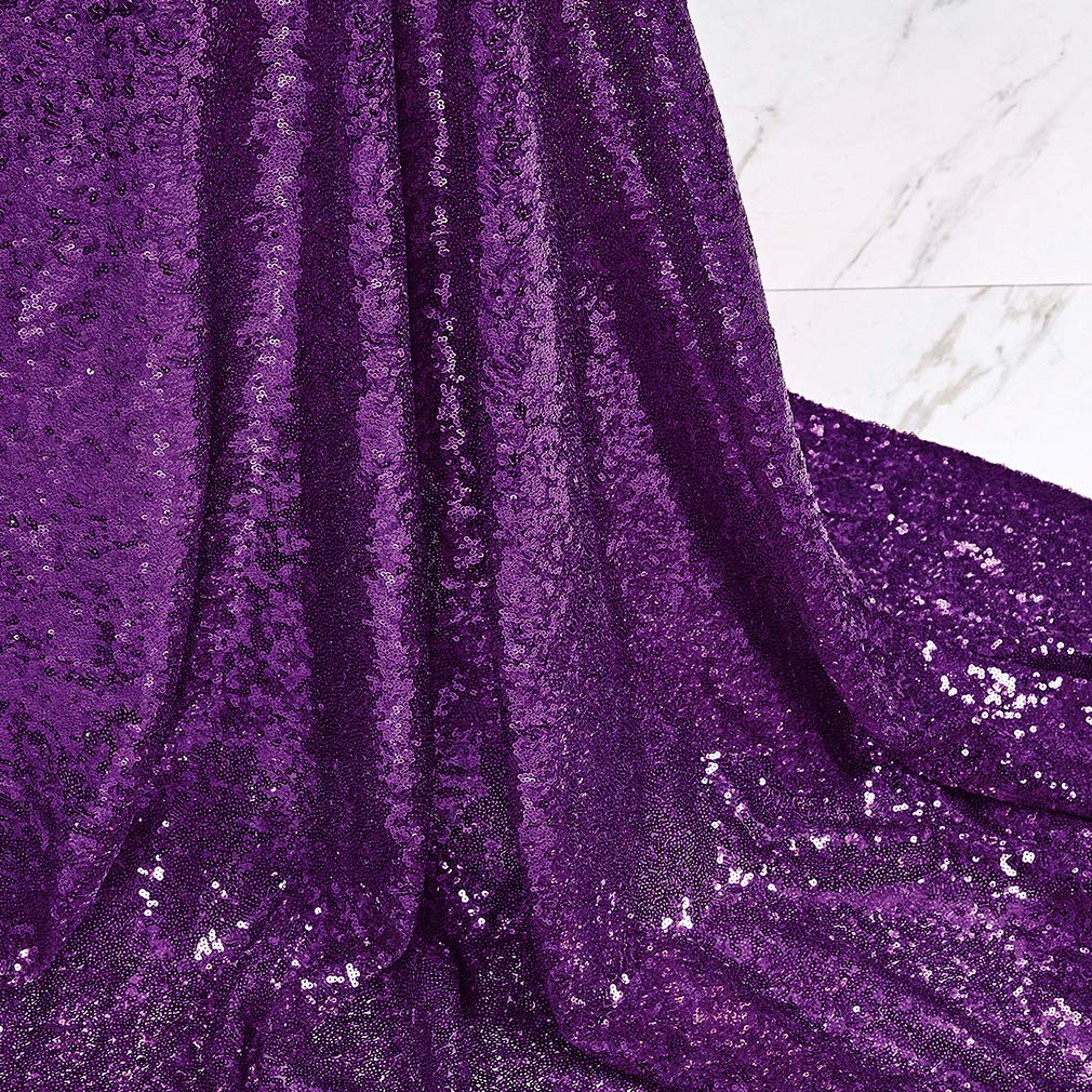50 Inch Round Purple Sequin Tablecloth - Glitter Party Table Cover for Bridal Showers, Weddings, Birthday Decorations, Banquets & Dessert Tables | Elegant Event Decor for Home & Special Occasions