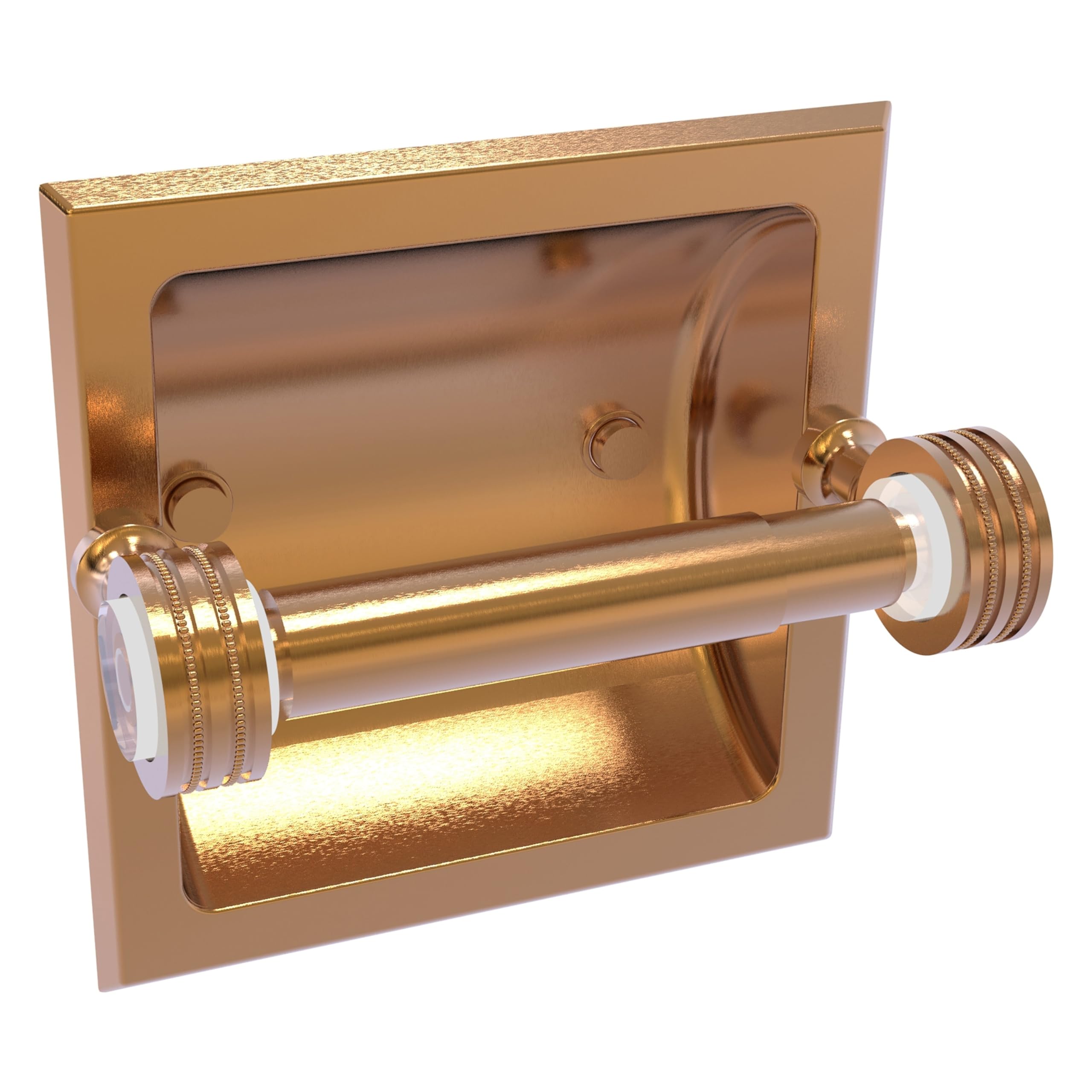 Allied Brass PG-24CD Pacific Grove Collection Recessed Dotted Accents Toilet Paper Holder, Brushed Bronze - Bathroom Tissue Roll Dispenser for Modern & Traditional Home Decor