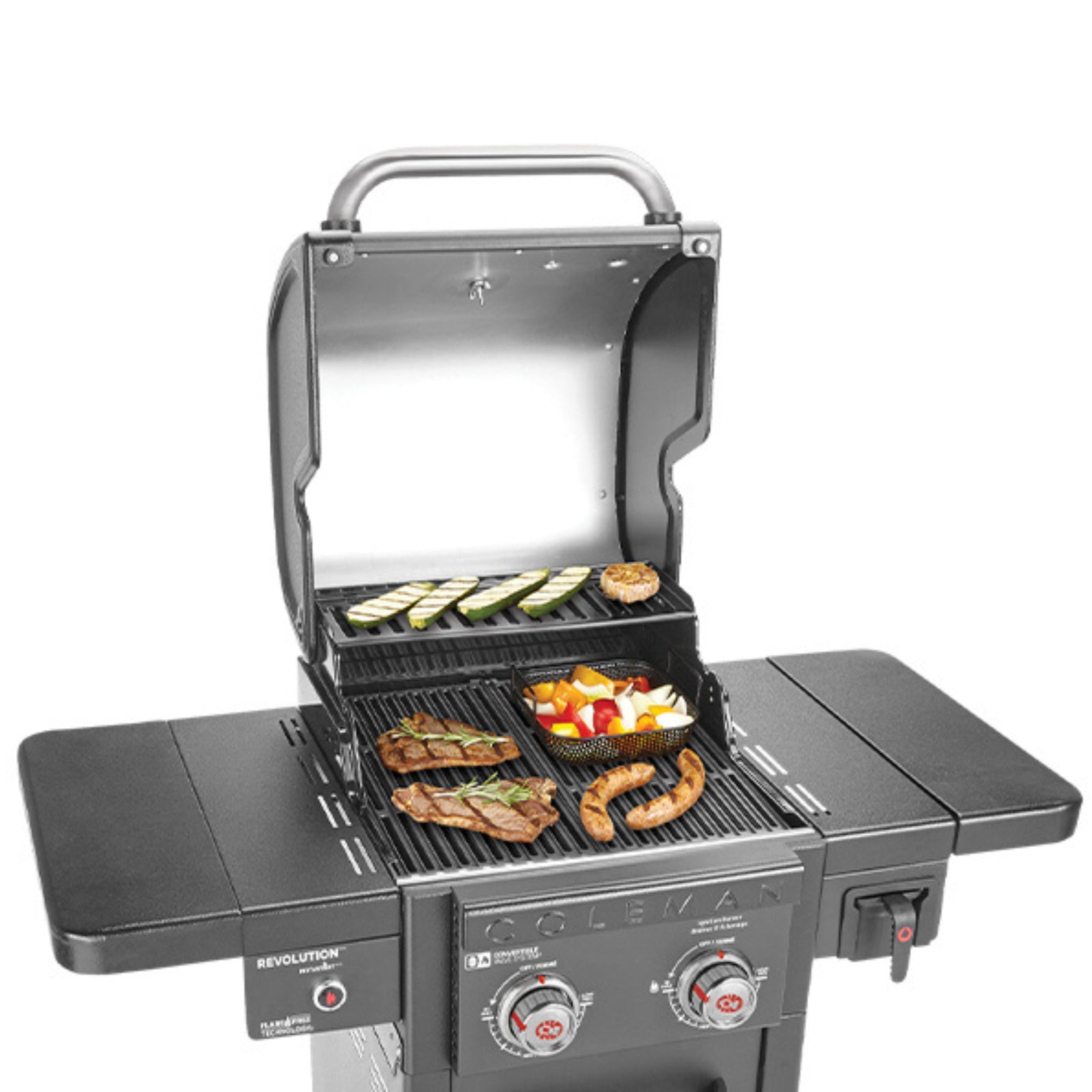 Coleman Revolution 2 Burner Propane Gas Grill - Portable Outdoor BBQ Grill with Glossy Black Finish | Perfect for Camping, Tailgating & Backyard BBQs