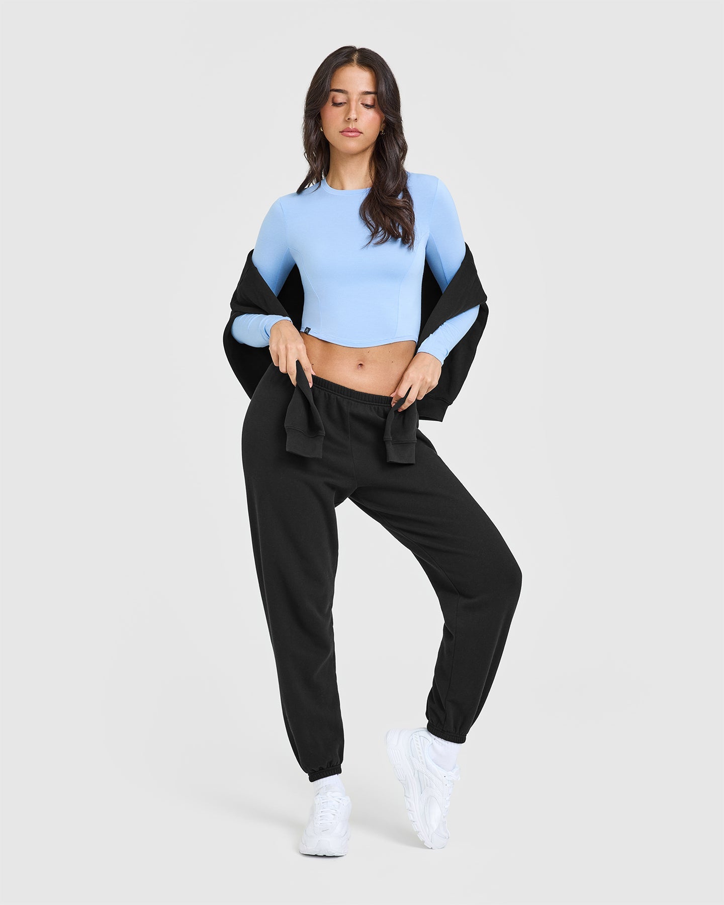 Mellow™ Soft Mid Long Sleeve Women's Top in Powdered Blue | Comfortable Casual Shirt for Everyday Wear | Perfect for Office, Date Night & Weekend Outfits