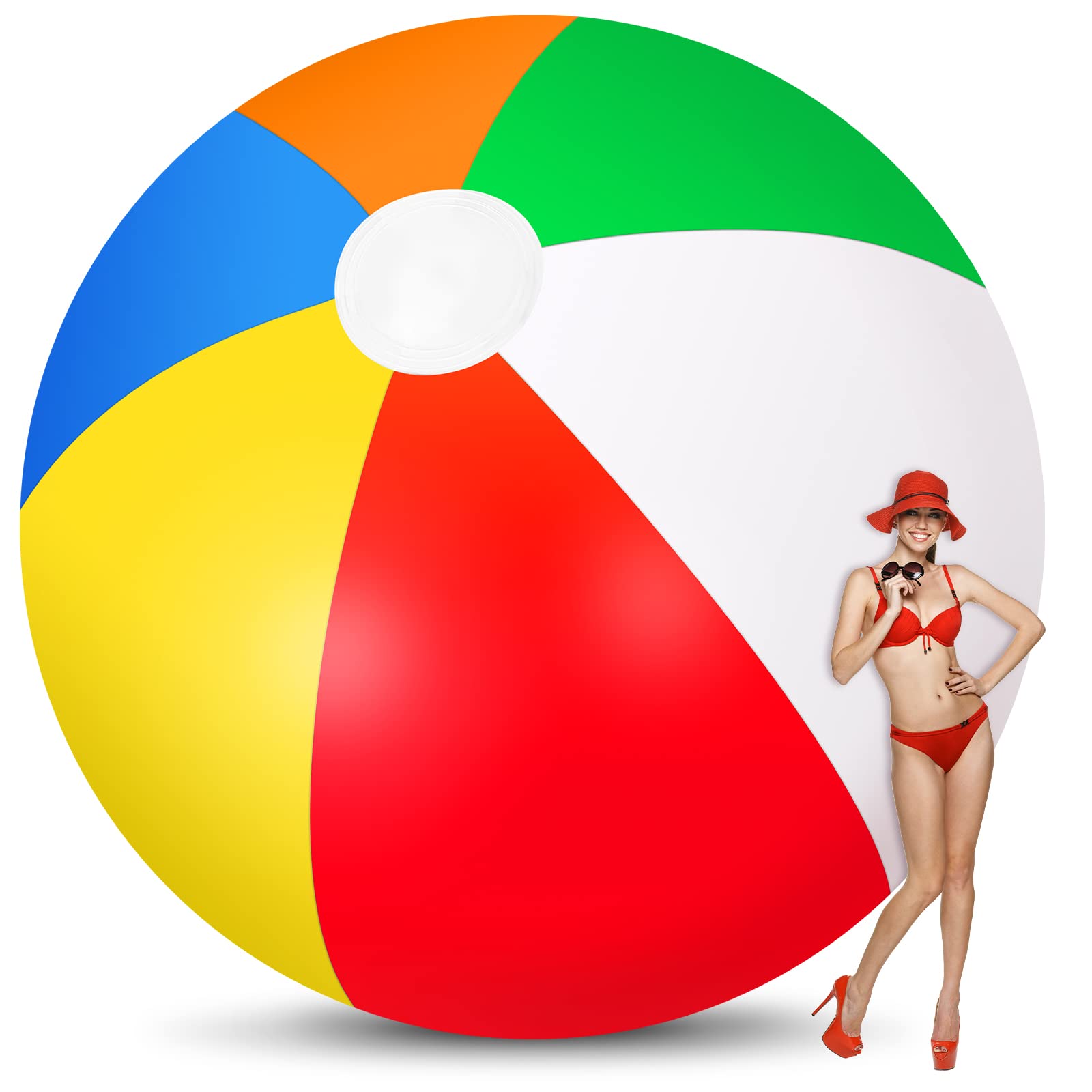 12 Foot Giant Inflatable Beach Ball - Jumbo Rainbow Pool Toy for Swimming, Water Games, Parties & Outdoor Decor | Perfect for Beach, Backyard, Pool Parties & Summer Fun