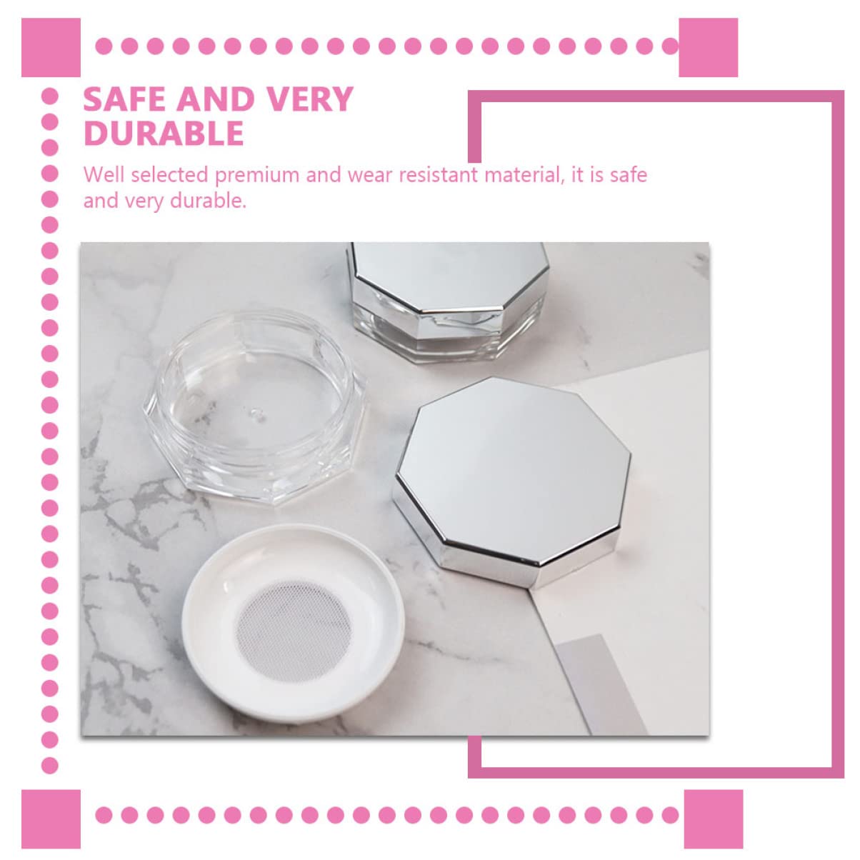 Minkissy Compact Mirror & Reusable Loose Powder Box - Portable Empty Powder Container for Makeup Touch-Ups | Travel-Friendly, Simple Design for On-the-Go Beauty Essentials