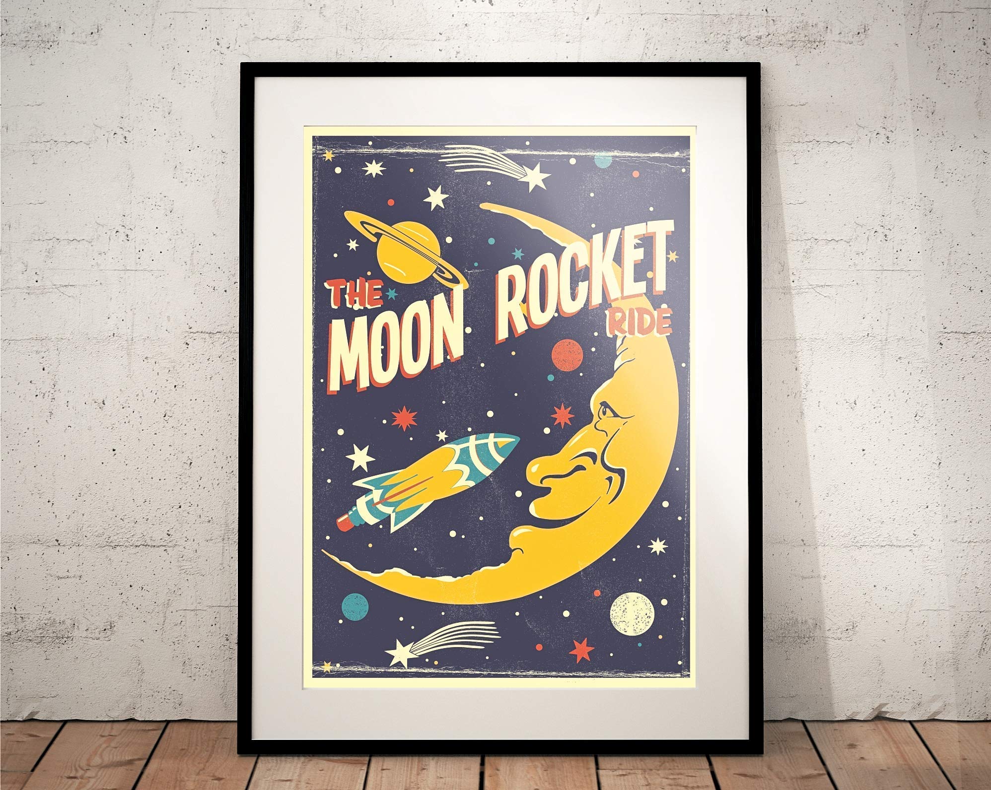 Moon Rocket Ride - Limited Edition Nursery Wall Art Print | Space-Themed Kids Room Decor | Perfect for Baby & Toddler Bedrooms