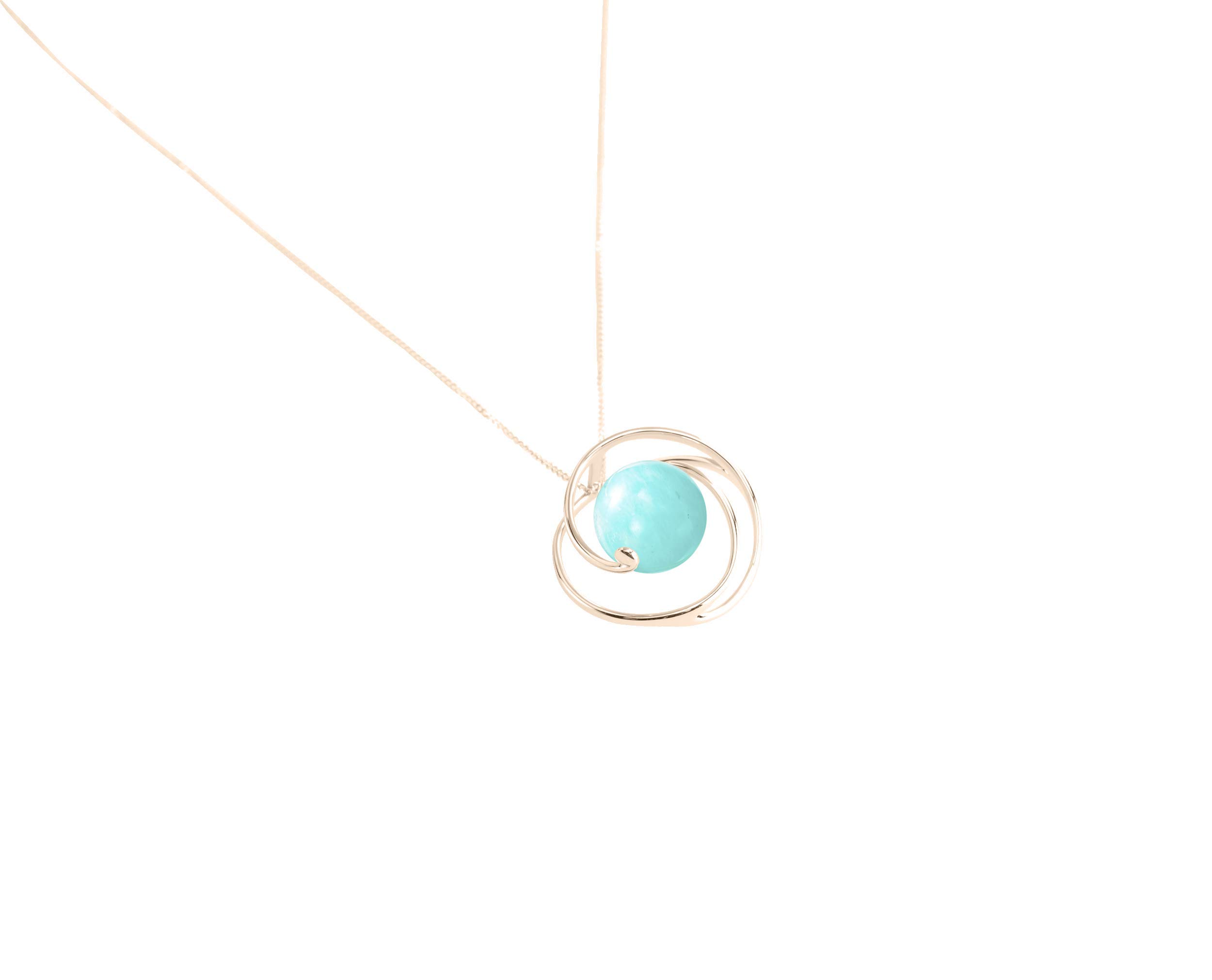 Handmade 14K Yellow Gold Turquoise Necklace with Amazonite Gemstone Pendant | Light Blue Teal Green Minimalist Solitaire Jewelry for Women | Perfect for Weddings, Parties & Everyday Elegance