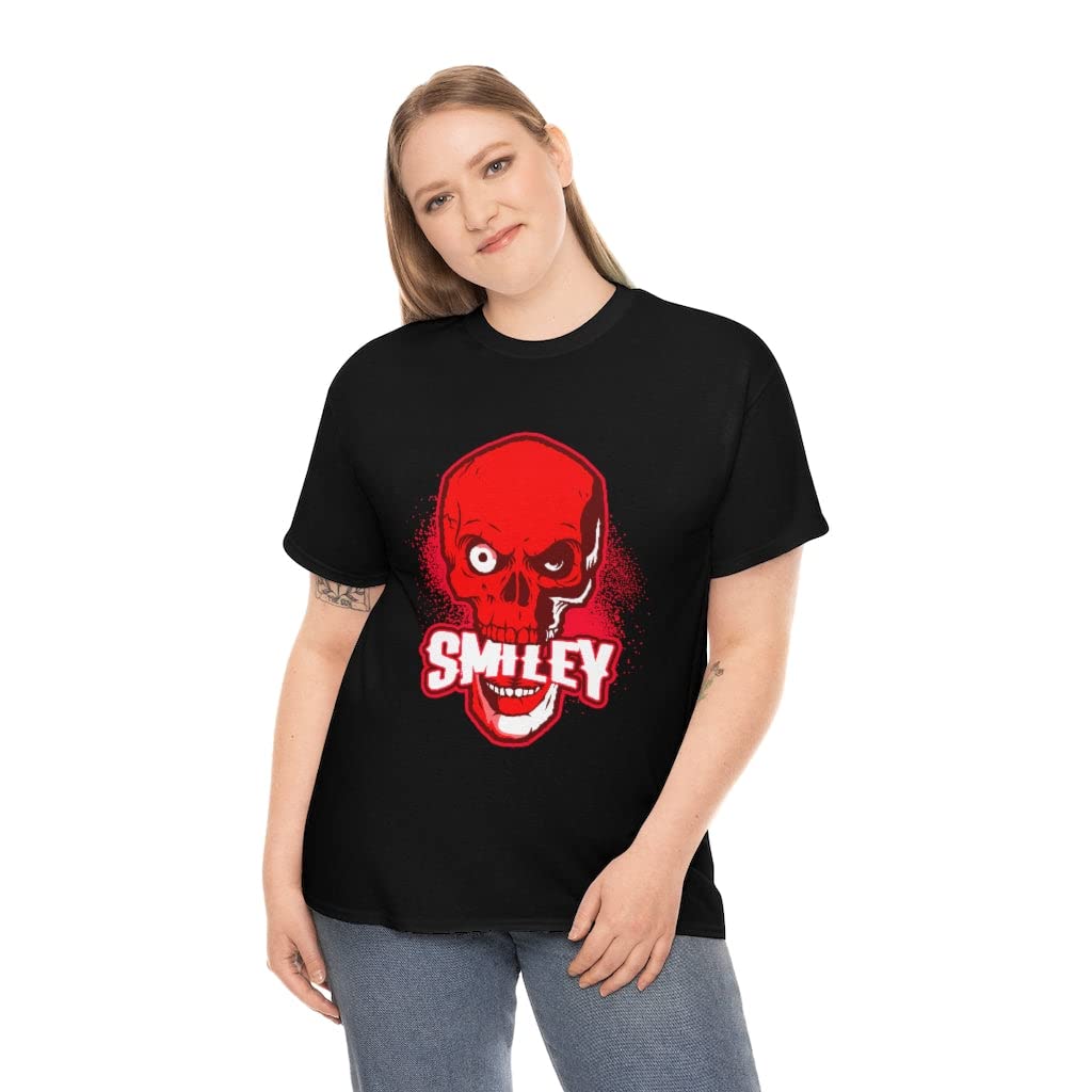 Smiley Skull Graphic T-Shirt for Women - Halloween Skeleton Print Plus Size Top | Cute & Spooky Halloween Outfit for Parties & Costume Events