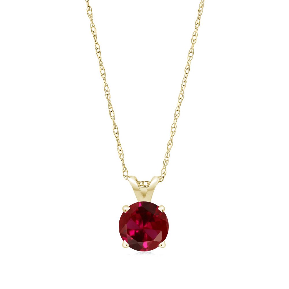 Gem Stone King Solid 14K Gold 6MM Round Birthstone Pendant Necklace for Women - 4-Prong Setting with 18 Inch Gold Chain | Elegant Jewelry Gift for Birthday, Anniversary & Special Occasions