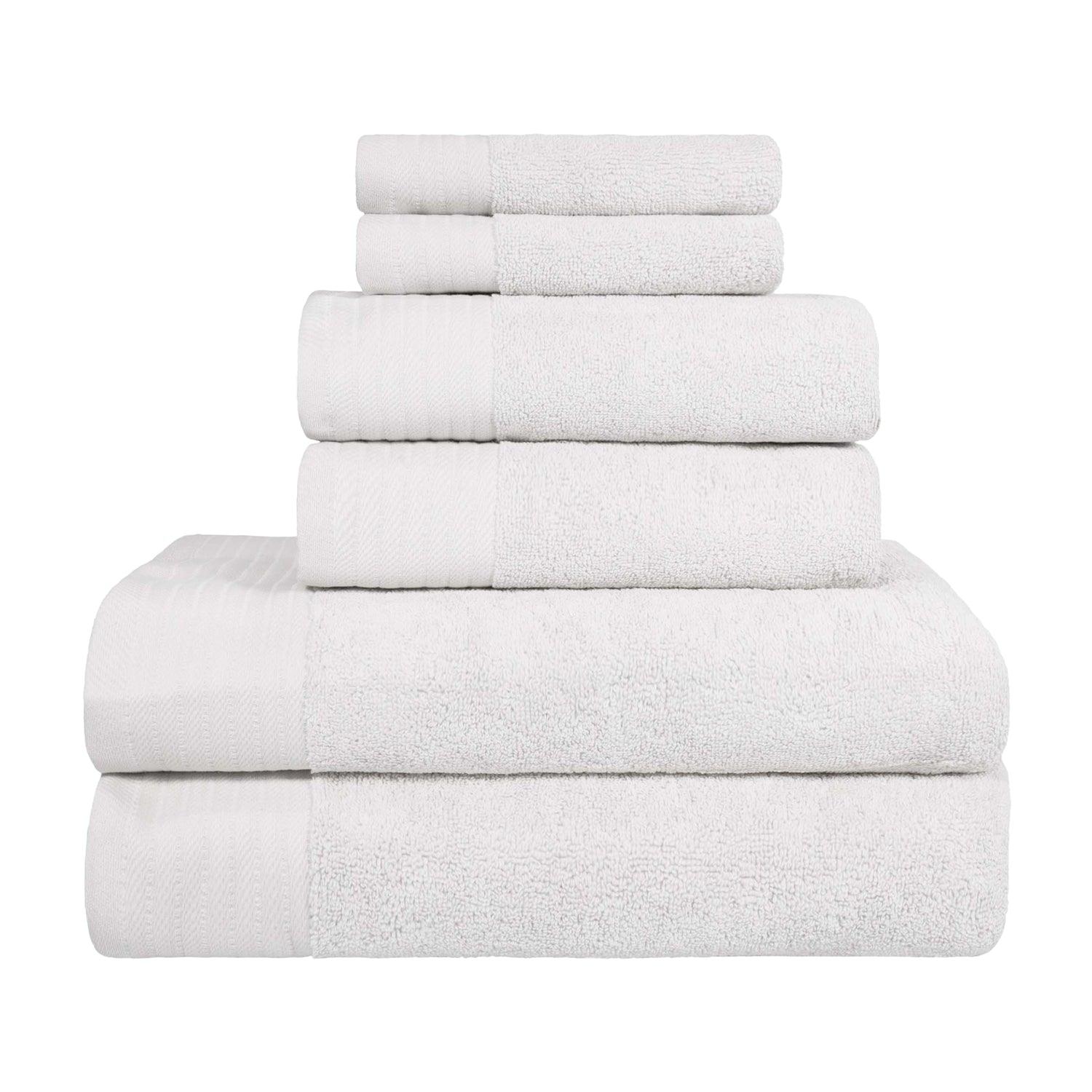 Premium 6-Piece Turkish Cotton Herringbone Bath Towel Set - Ultra Soft & Absorbent - Luxury Bath, Spa & Guest Towels for Home & Hotel Use