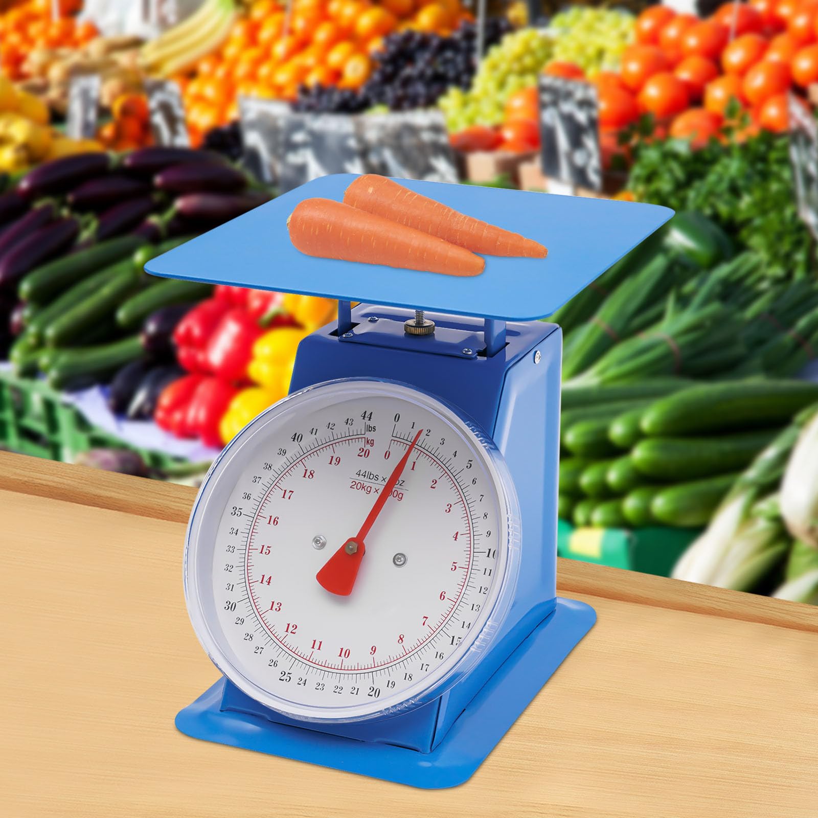 44 LBS Heavy Duty Stainless Steel Mechanical Scale - Industrial Portion Control Dial Scale for Kitchen, Food & Commercial Use | Durable Tabletop Spring Scale with Stainless Steel Platform | Perfect for Baking, Meal Prep & Restaurant Portioning