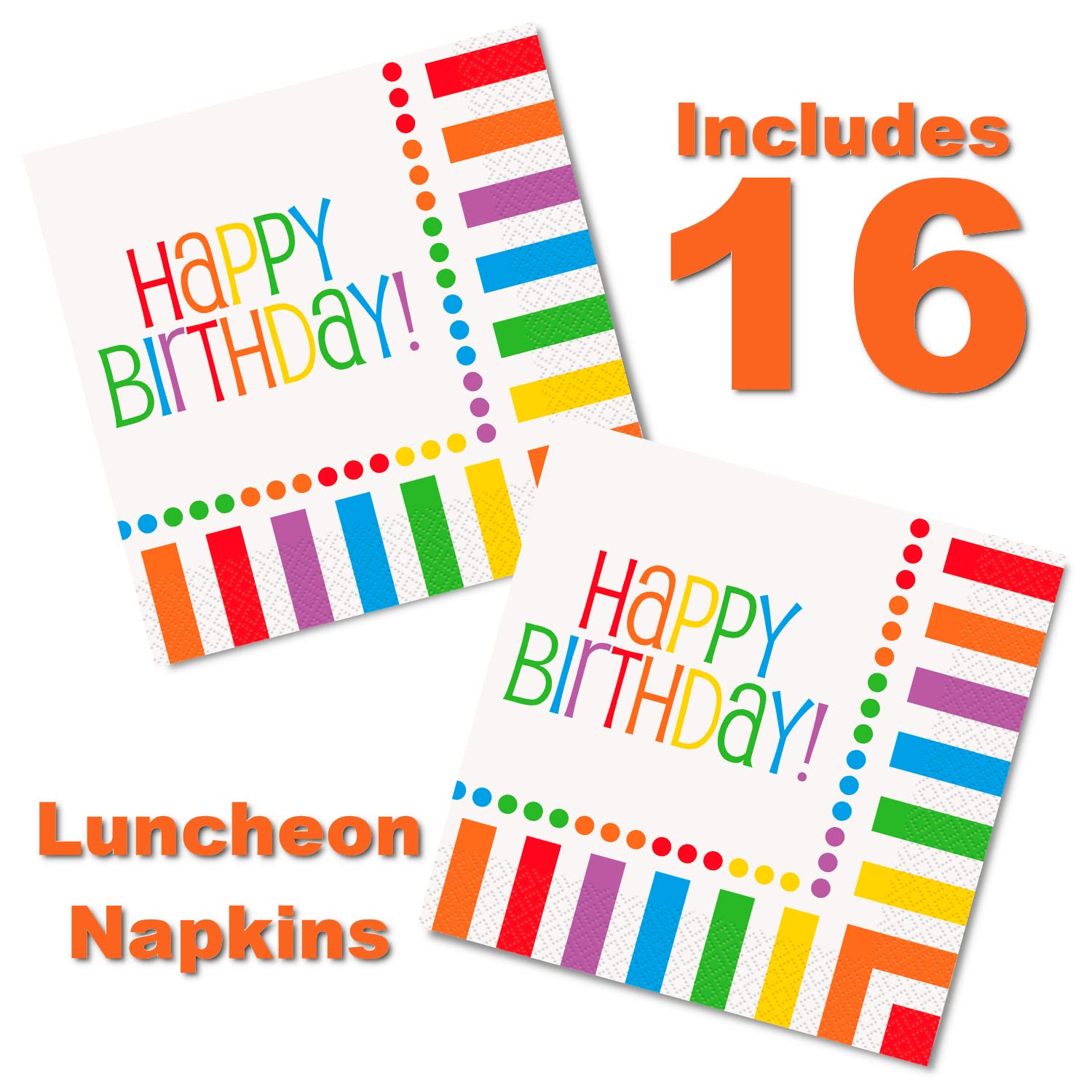 Lobyn 32-Piece Rainbow Birthday Party Paper Plates & Napkins Set - 9 Inch Disposable Luncheon Plates for Kids Birthday, Baby Shower, and Themed Celebrations
