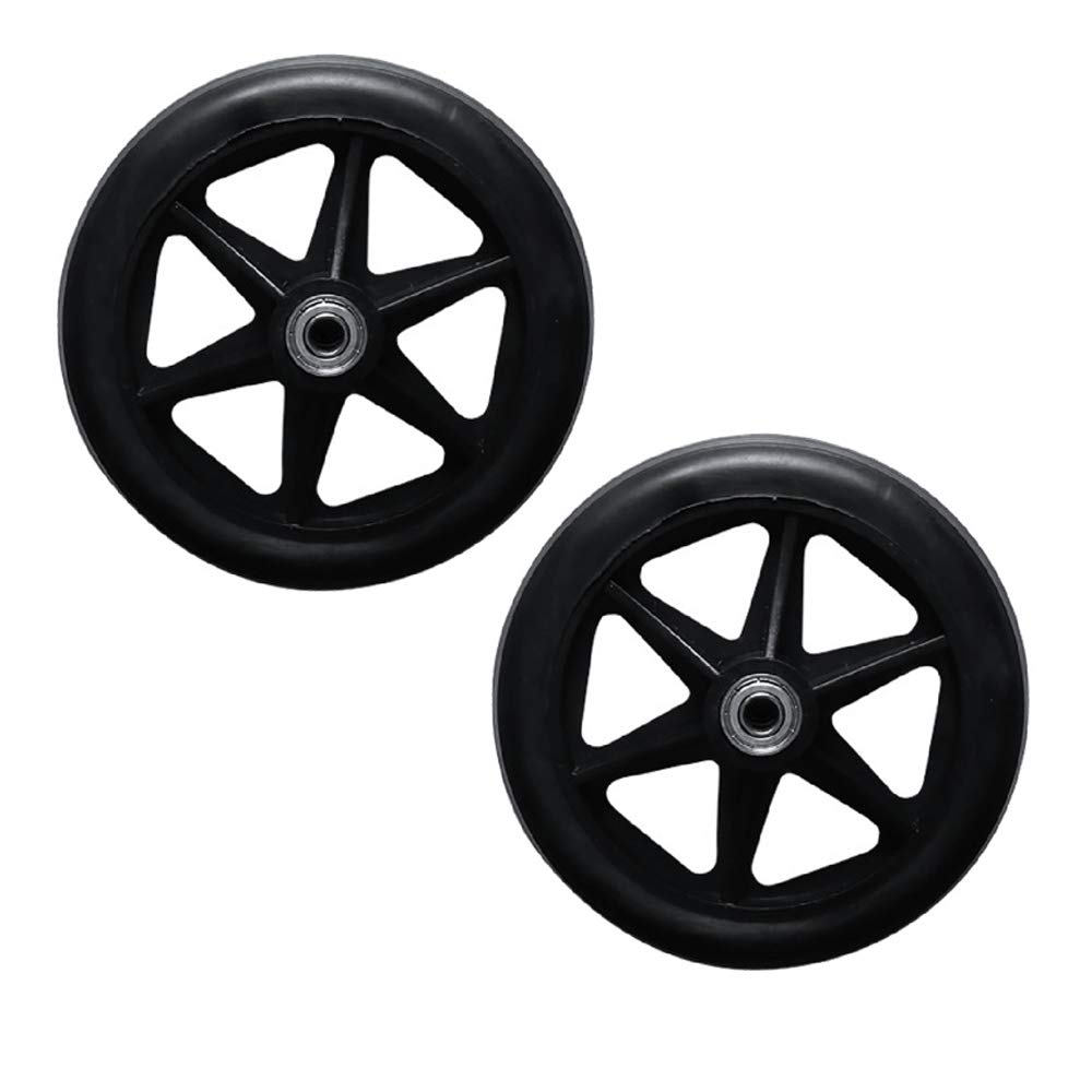 6/7/8 Inch Universal Wheelchair Front Caster Wheels - Solid Rubber Tires for Manual Wheelchairs - Replacement Wheels for Home, Hospital & Mobility Use