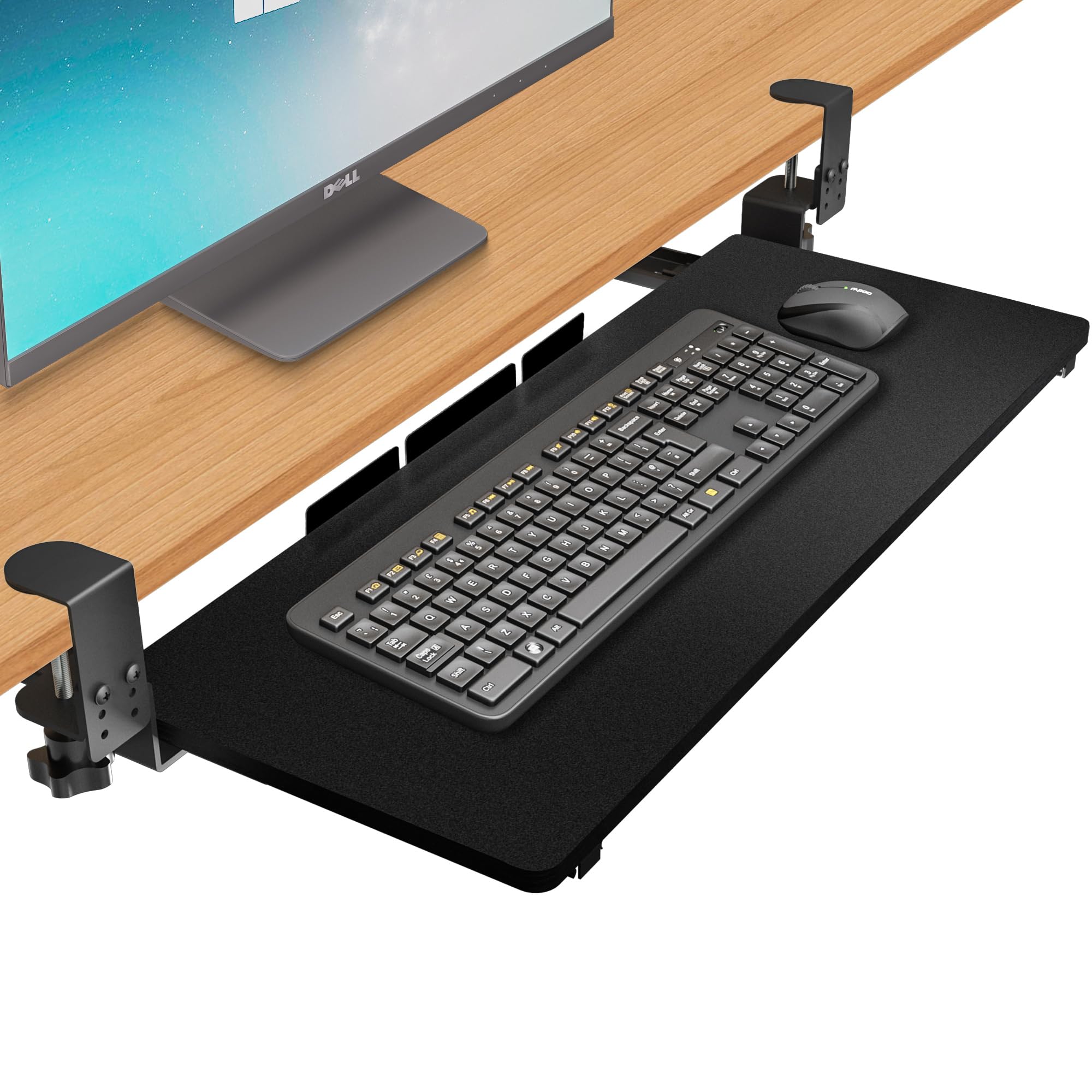 Ergonomic Under Desk Keyboard Tray - Adjustable Height, Pull Out Drawer with Wrist Support Pad (26