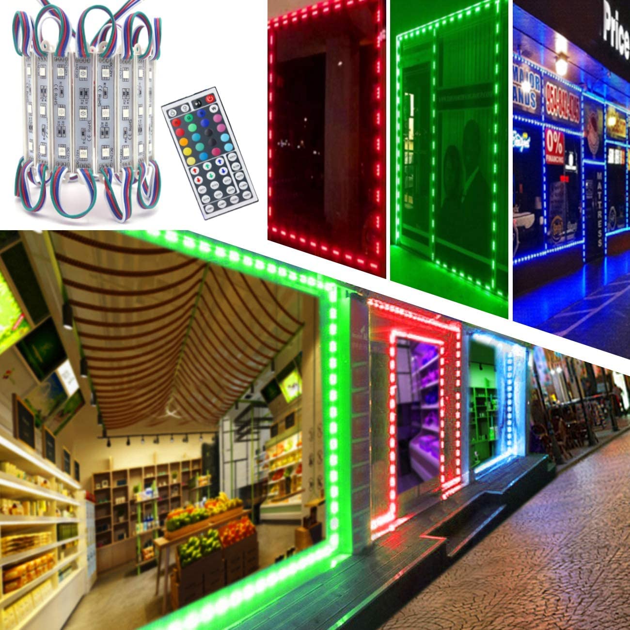60W Waterproof LED Storefront Lights with Power Supply Driver - 40ft LED Strip Light (80 Pieces) for Letter Advertising Signs, Shop Windows & Outdoor Business Signage