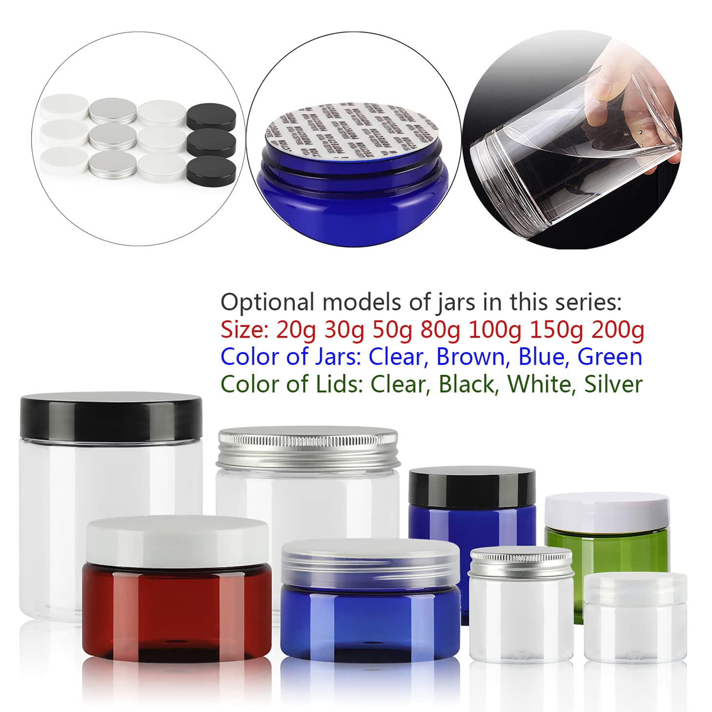 LusDoly 6-Pack 50ml Clear Plastic Cream Jars with Silver Lids - Travel-Sized Cosmetic Containers for Makeup, Skincare, Toiletries & Beauty Products | Perfect for Home, Salon & Travel Organization
