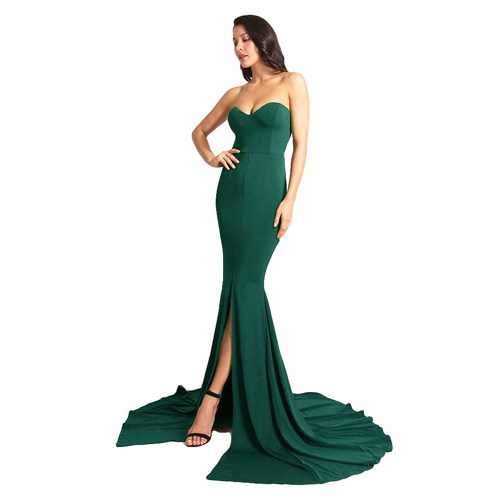 Elegant Strapless Long Prom Gown - Formal Evening Dress with Front Slit, Full Length Wedding Maxi Dress for Prom, Homecoming, Bridal Party & Special Occasions