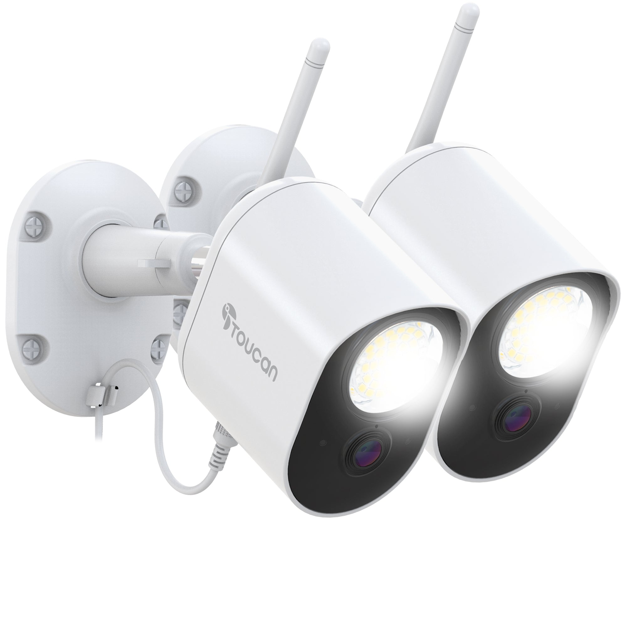Toucan Security Floodlight Camera 2 Pack - Outdoor Wireless HD Security Cameras with Motion Detection & Night Vision - Ideal for Home, Garage, and Backyard Surveillance