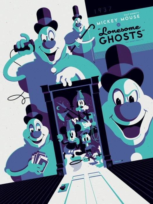 Lonesome Ghosts Tom Whalen Limited Edition Art Print Poster - Vintage Disney Halloween Decor for Home, Office & Gift