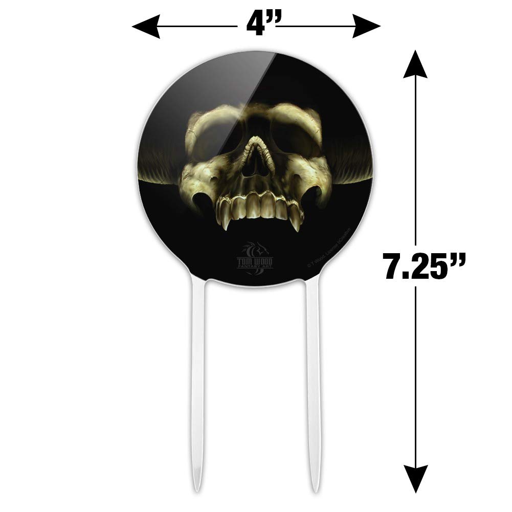 Acrylic Shadow Skull Monster Horns Cake Topper - Gothic Fantasy Party Decor for Weddings, Anniversaries, Birthdays & Graduations - Perfect for Halloween, Cosplay, and Themed Celebrations