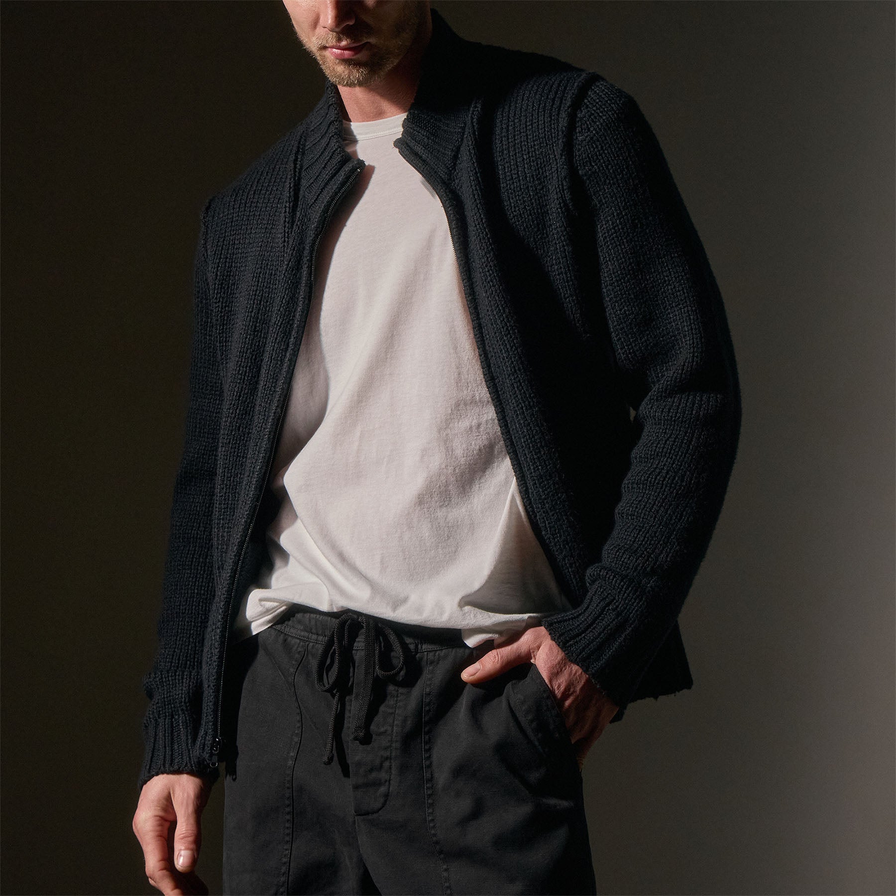 Soft Cotton Knit Zip Up Sweater for Women & Men - Black | Cozy Pullover Jacket for Fall & Winter | Casual Outfit Essential
