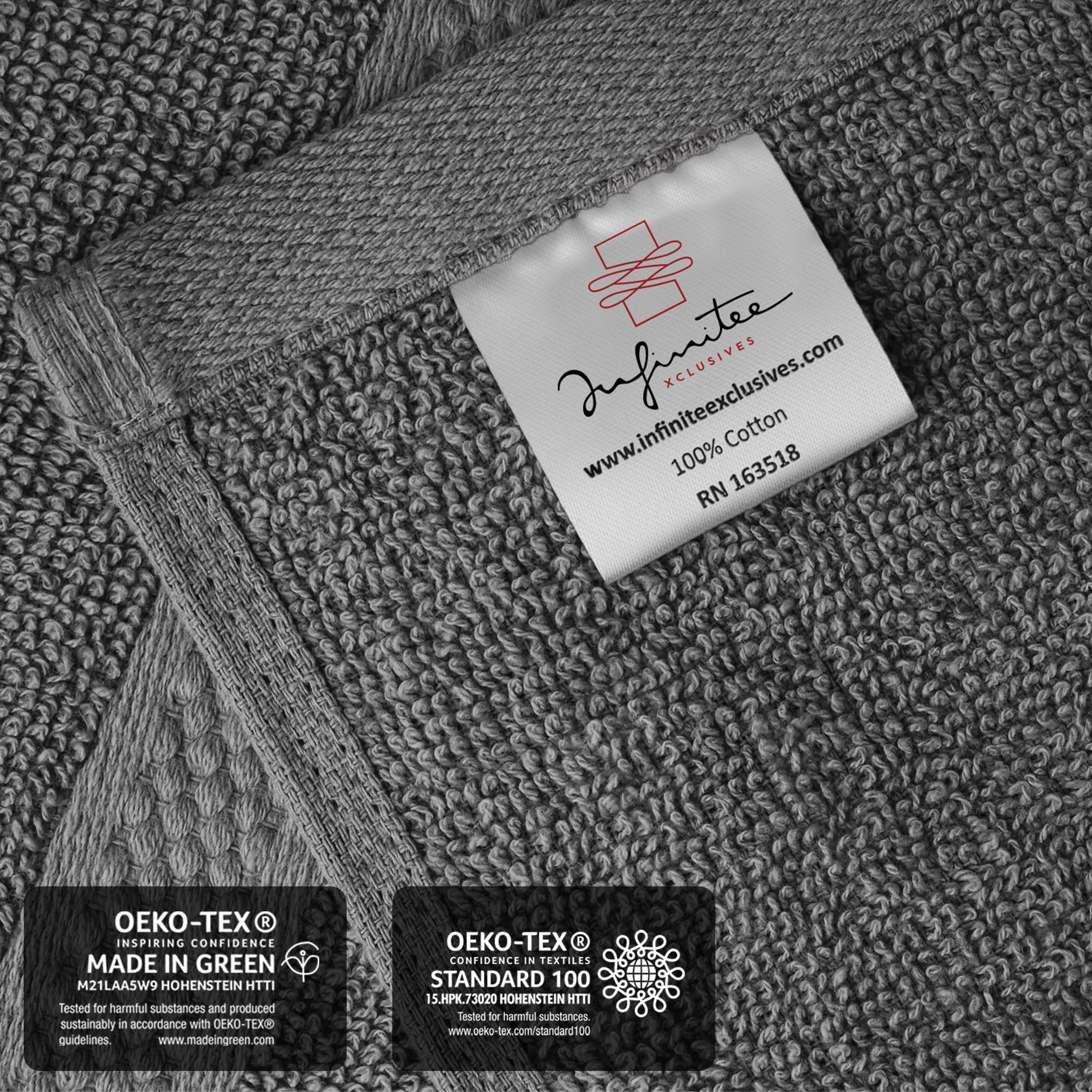 Premium 100% Cotton Luxury Washcloths for Bath & Spa - Ultra Soft & Absorbent Face Towels [13x13 Inches, Pack of 12] - Perfect for Shower, Gym, Facial Care & Home Spa Relaxation (Shadow Grey)
