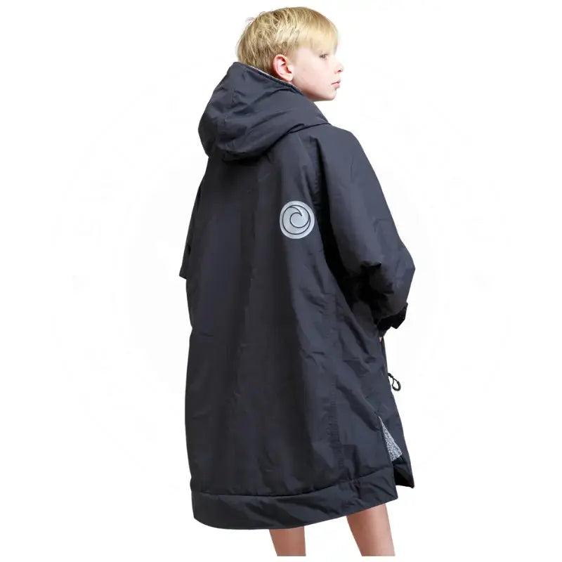 Kids Swimming Robe - Unisex Black Hard Shell Pool Robe for Boys & Girls | Quick-Dry Waterproof Cover-Up for Beach, Pool & Water Park Activities