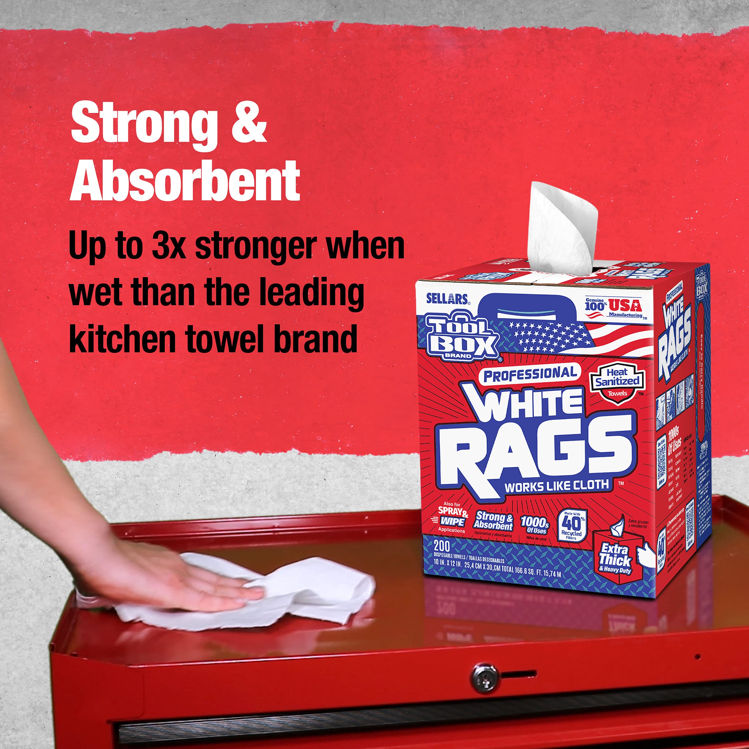 Sellars 58202 White Toolbox Rags - 10
