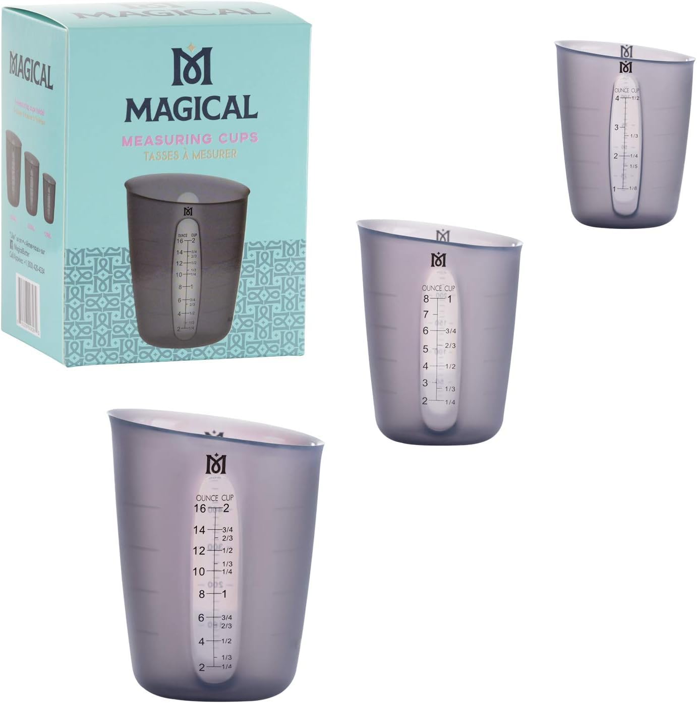 Magical Butter Measuring Cups Set - 3-Piece Silicone Measuring Cups with Accurate Markings, Dishwasher Safe - Perfect for Baking Cookies, Chocolate, Gummy Mixtures & Pouring into Molds - Ideal for Home Bakers & Candy Makers