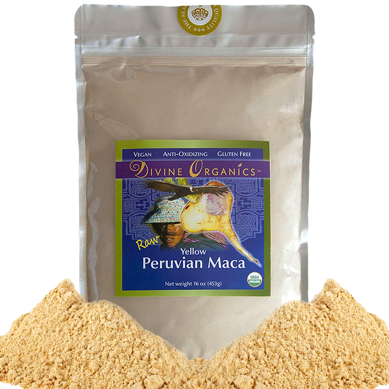 Organic Maca Powder 16oz - Raw Vegan Peruvian Maca Root Supplement - Gluten Free, Antioxidant Rich - Boost Energy & Libido - Perfect for Smoothies, Baking & Wellness Drinks