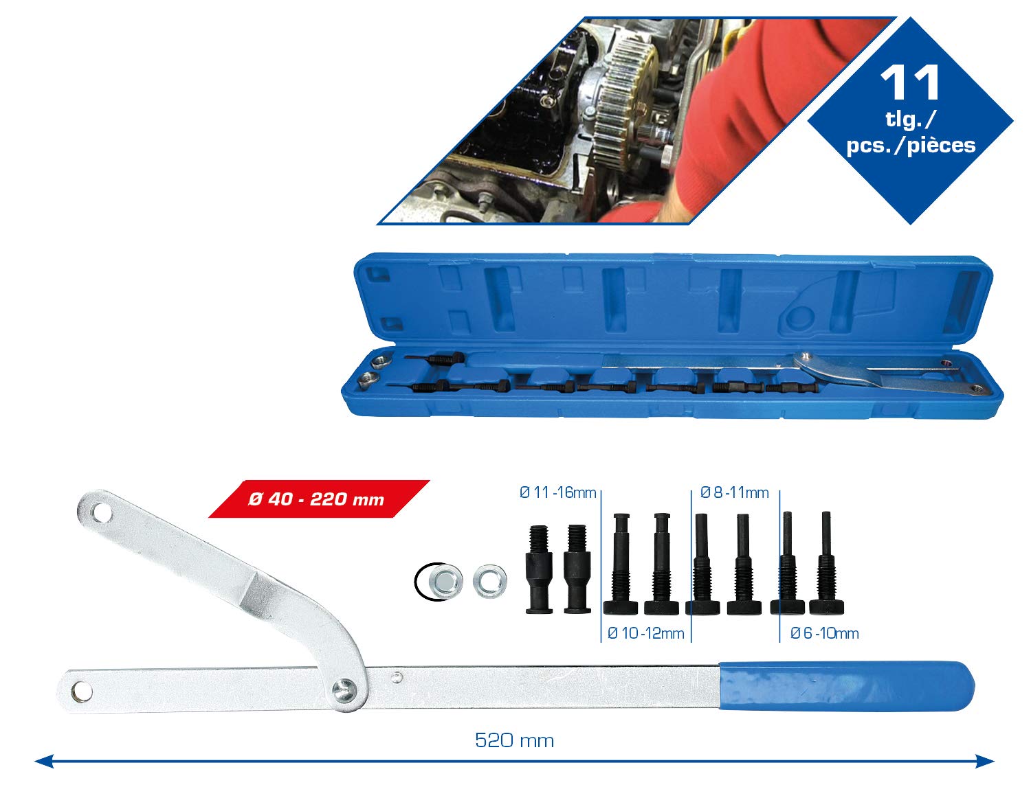 BRILLIANT TOOLS BT595750 Universal Counterhold Set, 11-Piece [Powered by KS TOOLS] - Perfect for Automotive Repair and DIY Projects