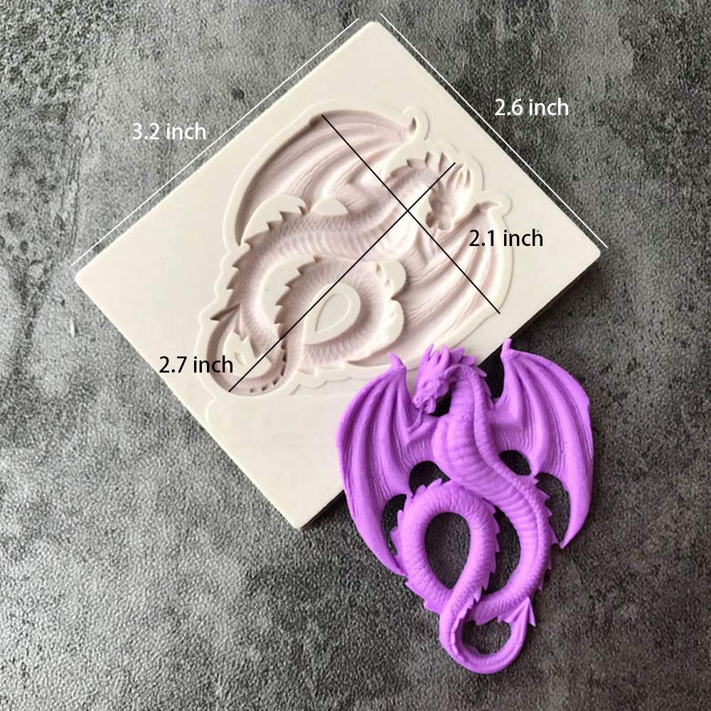 2Pcs Dragon Silicone Fondant Mold Set - Cake Decorating, Chocolate Candy, Gumpaste, Polymer Clay & Epoxy Resin Tools for Baking, DIY Crafts & Party Desserts