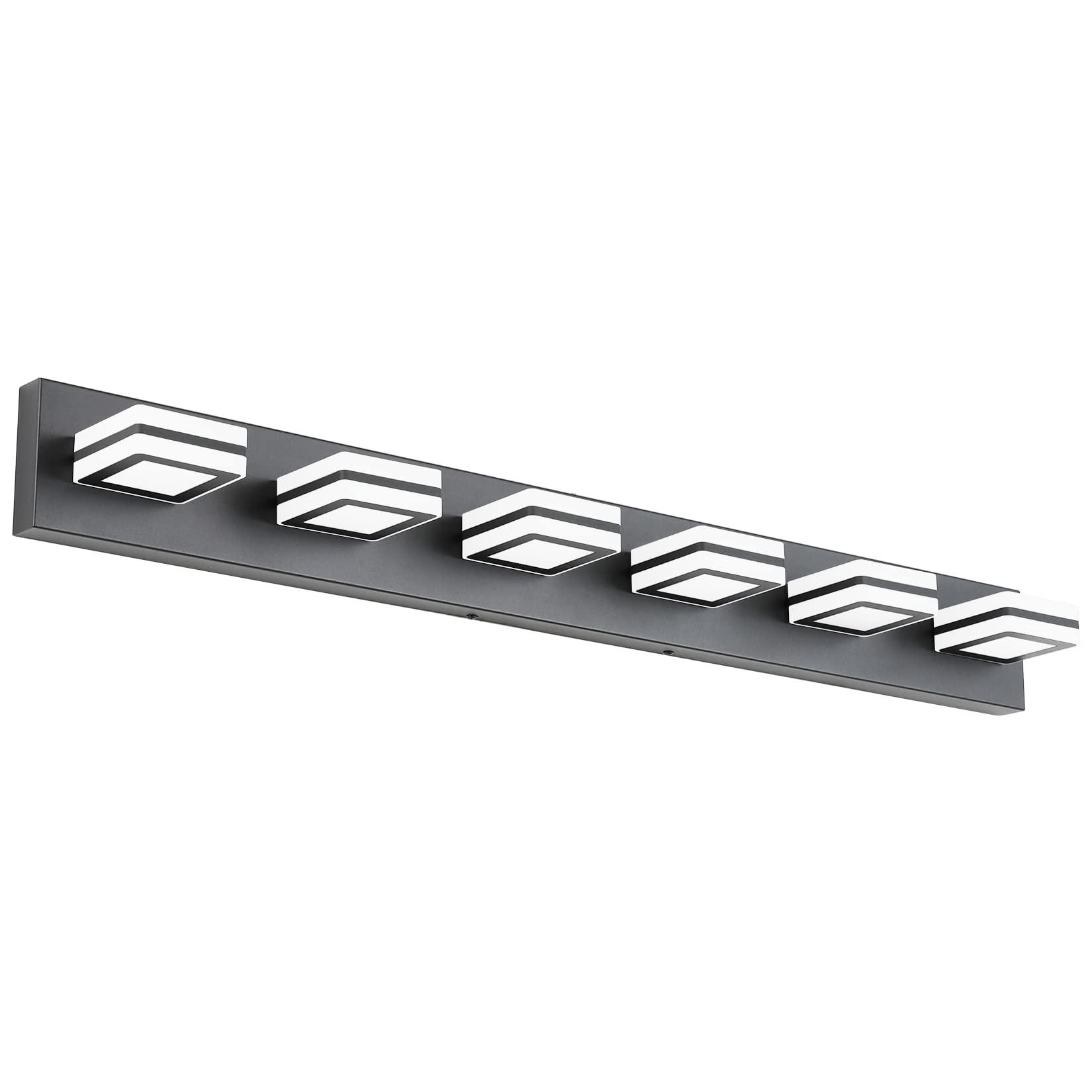 Ralbay Modern Black Bathroom Light Fixtures - 6-Light LED Vanity Mirror Lighting, Adjustable Rotatable Acrylic Shade, Matte Black Finish for Bathroom Wall & Vanity - Perfect for Modern Home, Spa, Hotel & Luxury Bathroom Decor