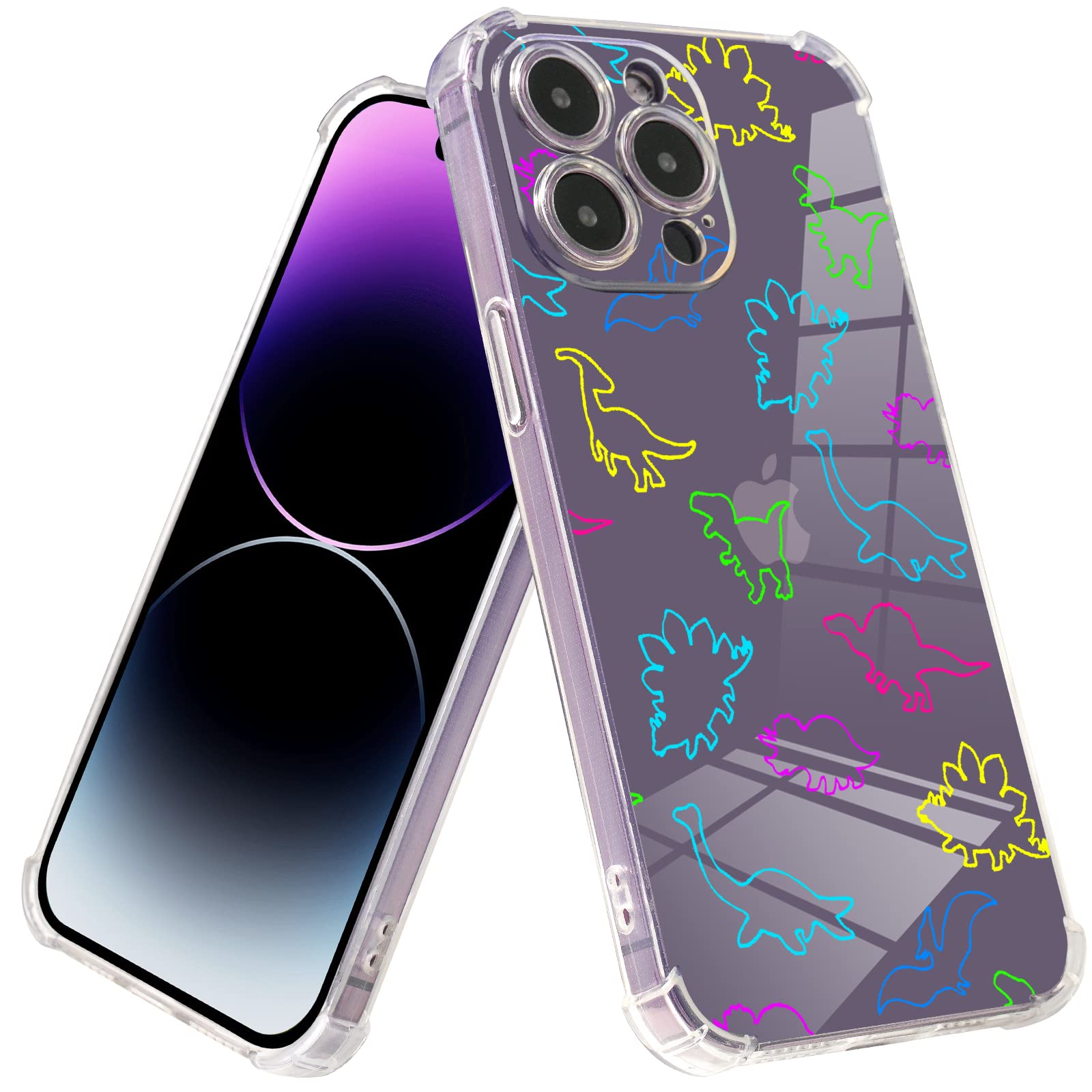**Funny Dino Design iPhone 11 Pro Max Case - Rainbow Pattern, 6.6 ft Drop Protection, Soft TPU Cover with Screen Protector | Perfect for Kids, Dinosaur Lovers & Trendy Style**