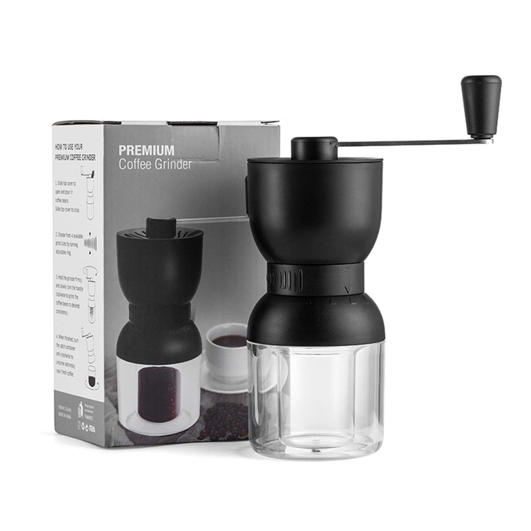 Premium Lixada Manual Coffee Grinder - Stainless Steel Hand Crank Mill with Adjustable Coarseness, Detachable Washable Porcelain Core for Espresso, French Press & Pour Over - Perfect for Home, Camping & Travel