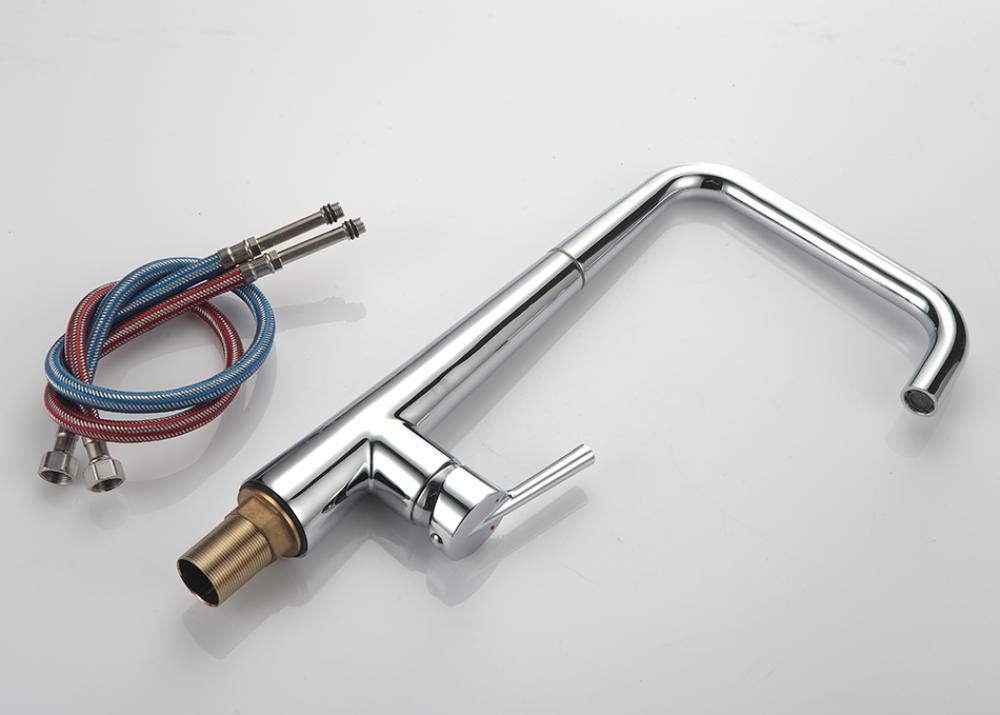 360 Degree Swivel Kitchen Faucet - Solid Brass Single Handle Mixer Sink Tap with Hot & Cold Water Control - Perfect for Modern Kitchens & Bathroom Sinks