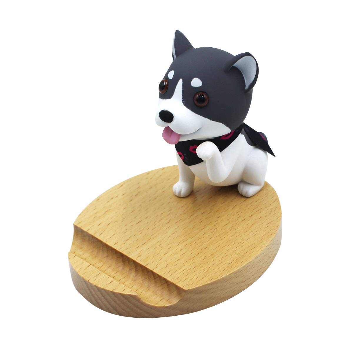 Wooden Cute Dog Phone Stand - Adjustable Cell Phone Holder for Desk, Perfect for iPhone & Android - Ideal for Home, Office, and Gift Giving