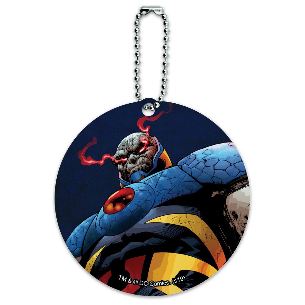 Superman Darkseid Character Round Luggage ID Tag Card - Durable Suitcase Carry-On Name Tag for Travel & Business Trips - Perfect for Airports, Hotels & Backpacks