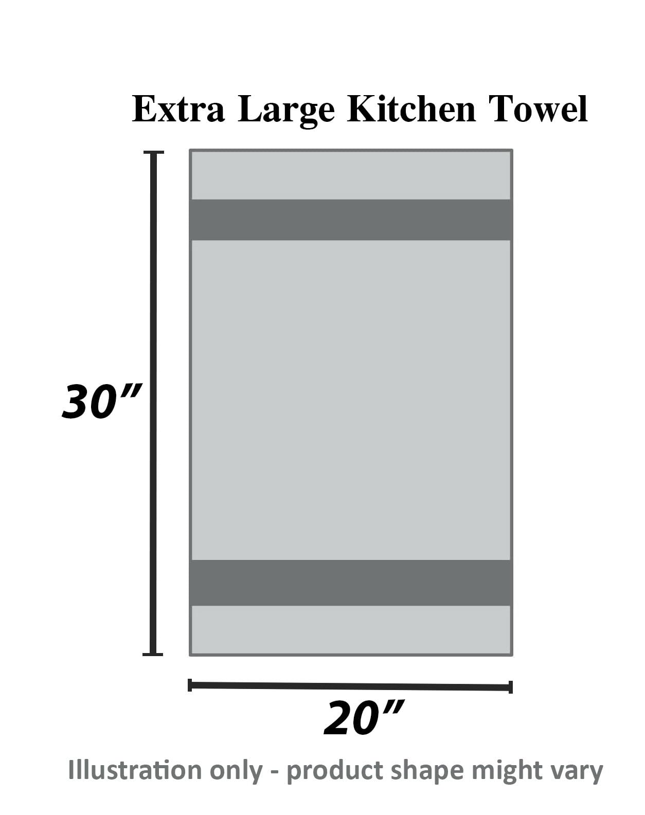 Urban Villa Premium 100% Cotton Kitchen Towels Set of 6 - Ultra Soft, Highly Absorbent, 20X30 Inches, Chambray Grey/White - Perfect for Everyday Kitchen Use and Dish Drying