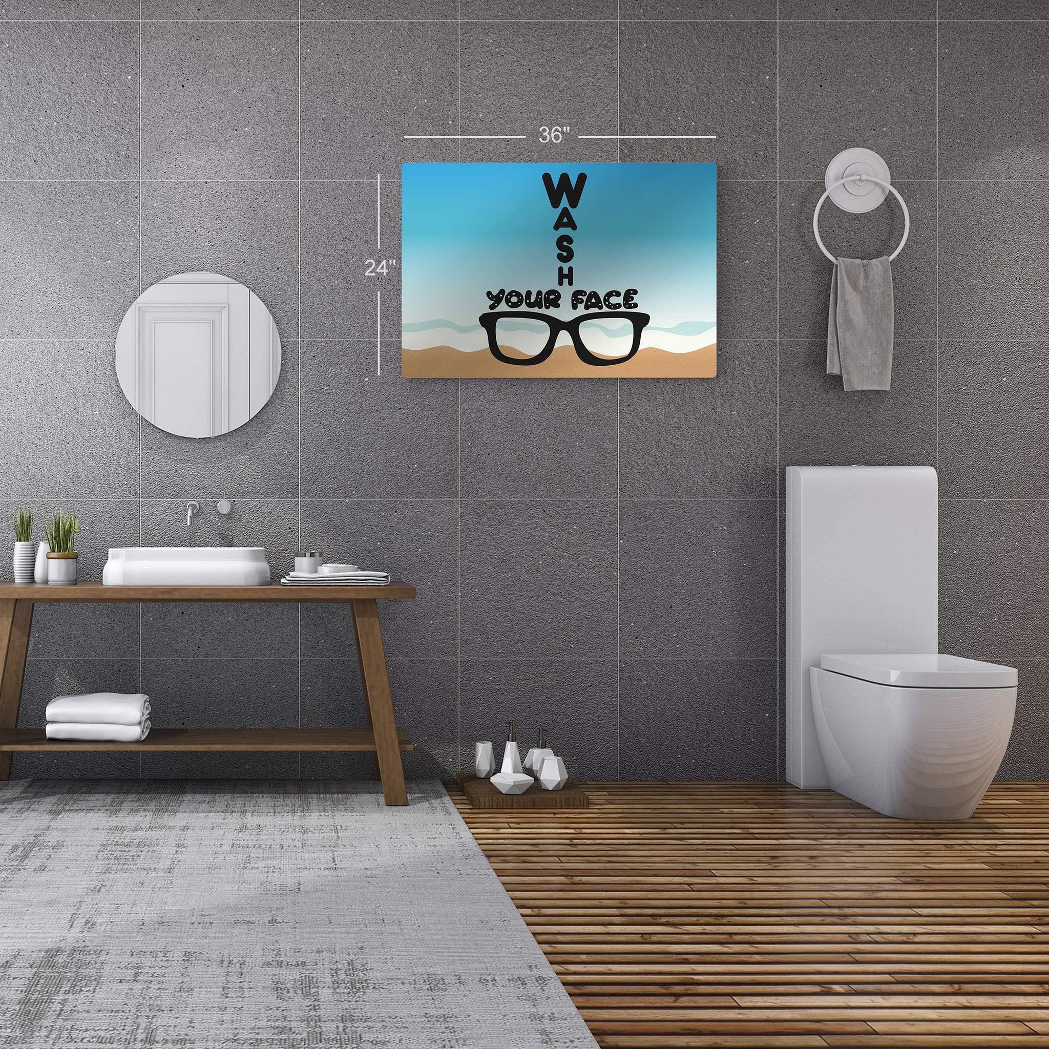 Smile Art Design 'Wash Your Face' Quote Metal Print - Funny Bathroom Sign for Kids, Nursery & Home Decor - Ready to Hang Wall Art (30x40 inches, Made in USA) - Perfect for Bathrooms, Kids' Rooms & Playrooms