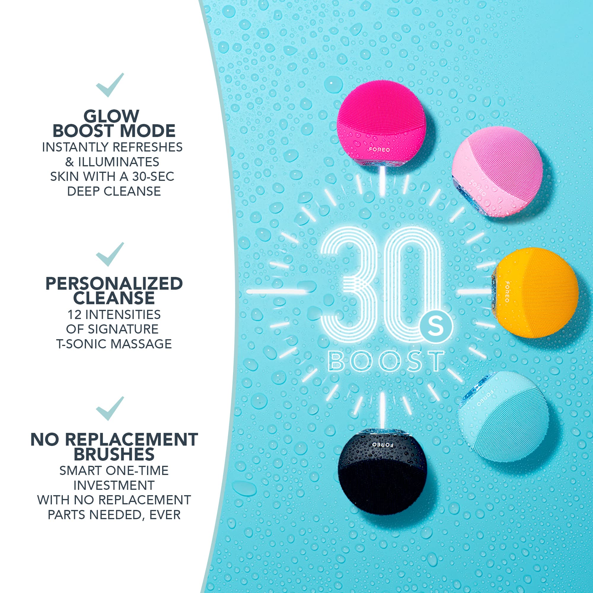 Foreo Luna Mini 3 Facial Cleansing Brush - Electric Face Massager & Cleanser with Ultra-Hygienic Silicone Bristles - App-Connected Skin Care Device - Travel-Friendly Mint Green - Perfect for Daily Cleansing Routine & On-The-Go Skincare