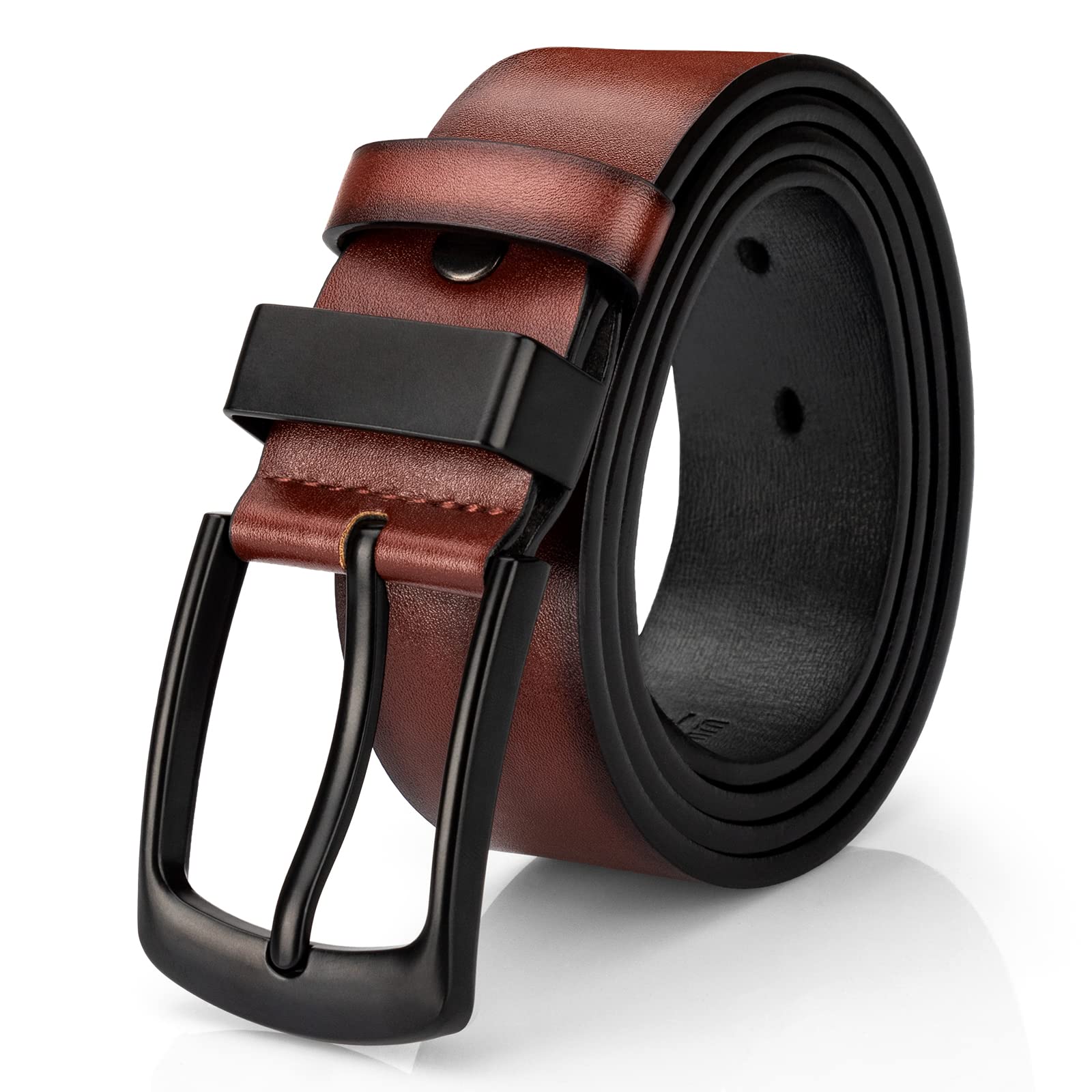 Maikun Men's Casual Dress Belt - Genuine Leather Black Belt for Jeans & Pants | Perfect for Office, Wedding & Everyday Wear