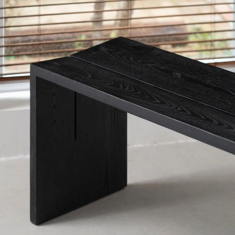 Midnight Black Solid Wood Accent Bench - Natural Wood Finish, Modern Casual Style for Living Room, Bedroom, or Entryway - Perfect for Home Decor and Extra Seating