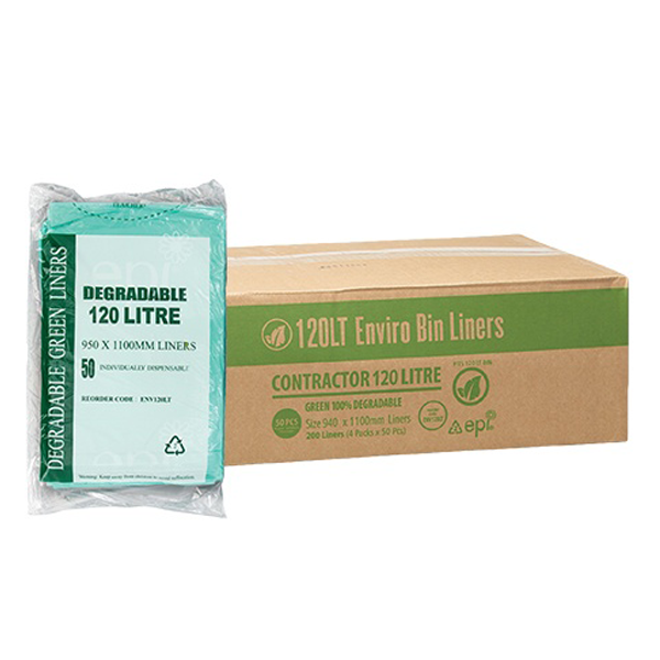 Biodegradable 120L Green Trash Bags for Contractors - Heavy Duty Compostable Garbage Liners for Construction Sites, Yard Waste & Home Use
